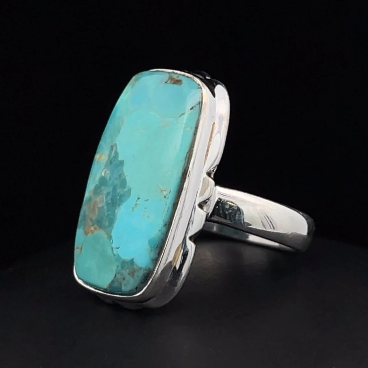 Sterling Silver Kingman Turquoise Ring Size 5.5 - Image 3