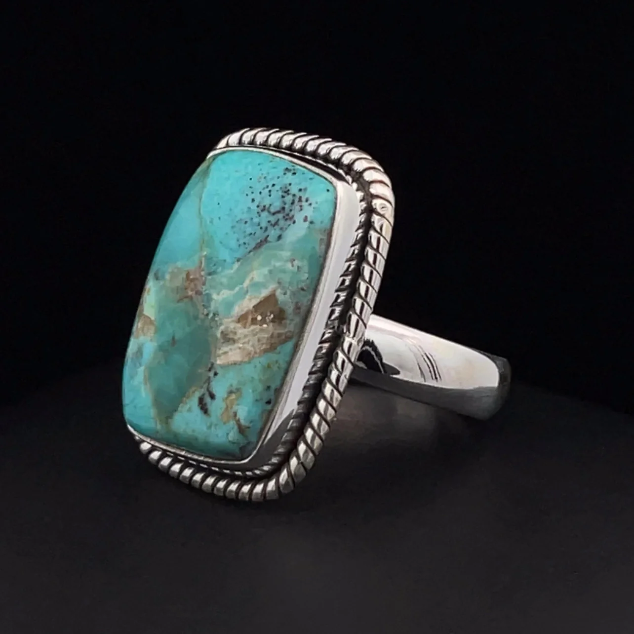 Sterling Silver Kingman Turquoise Ring Size 5.5 - Image 3