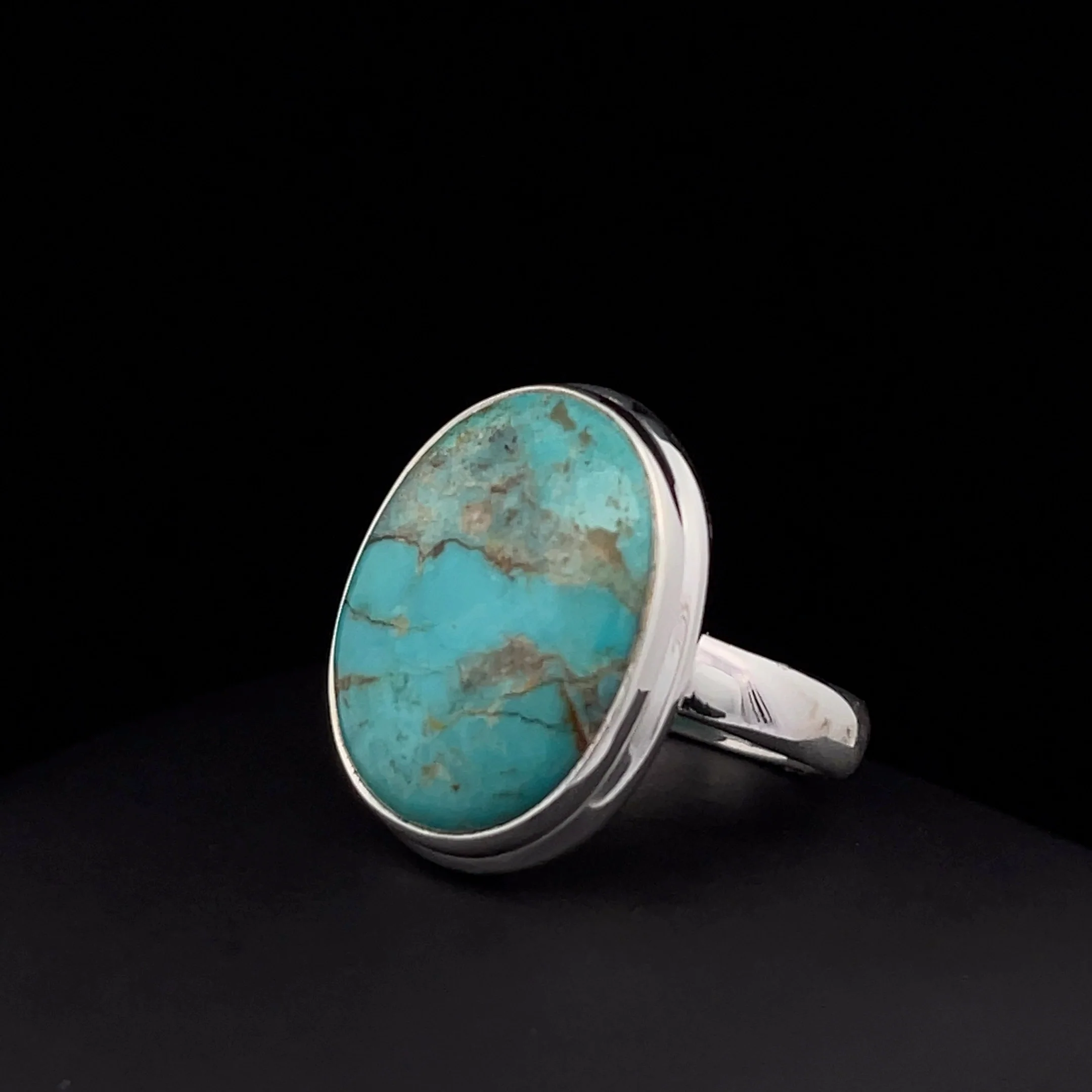 Sterling Silver Kingman Turquoise Ring Size 7 - Image 3