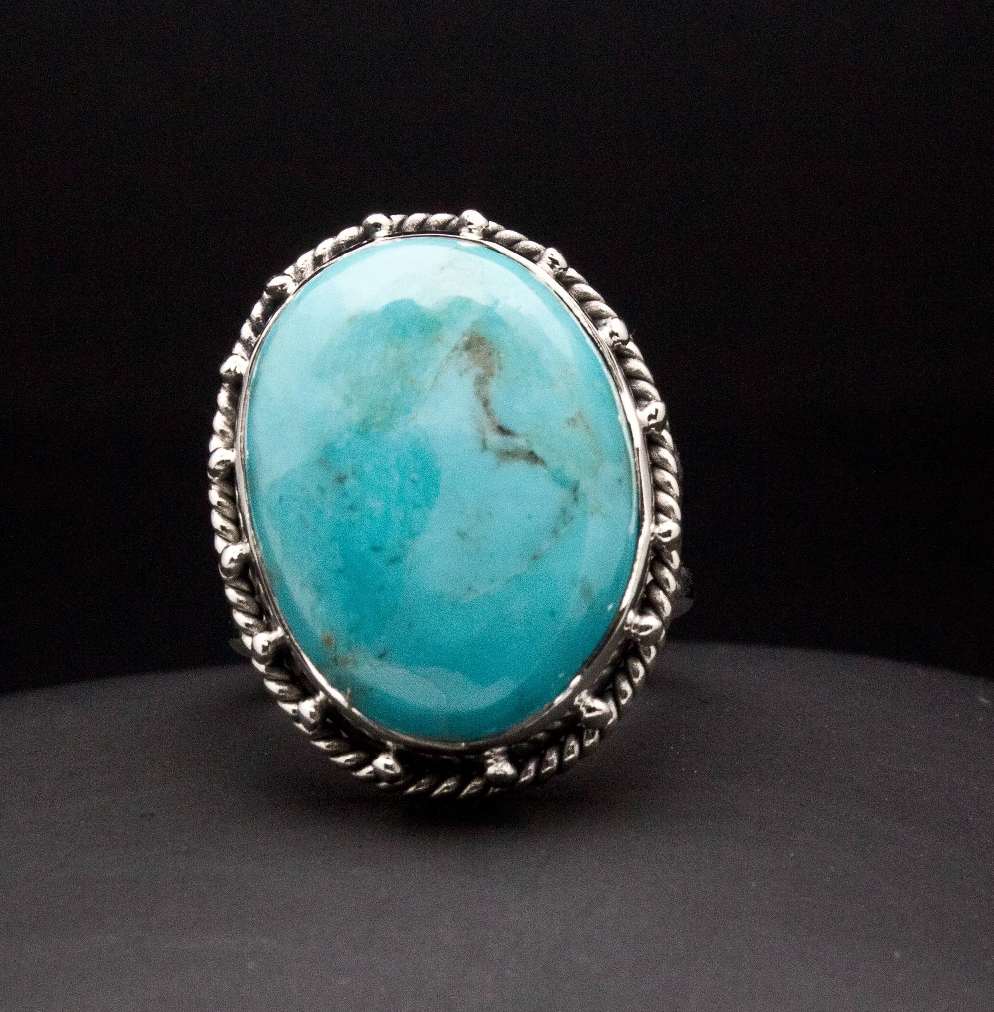 Sterling Silver Kingman Turquoise Ring Size 5 - Image 2
