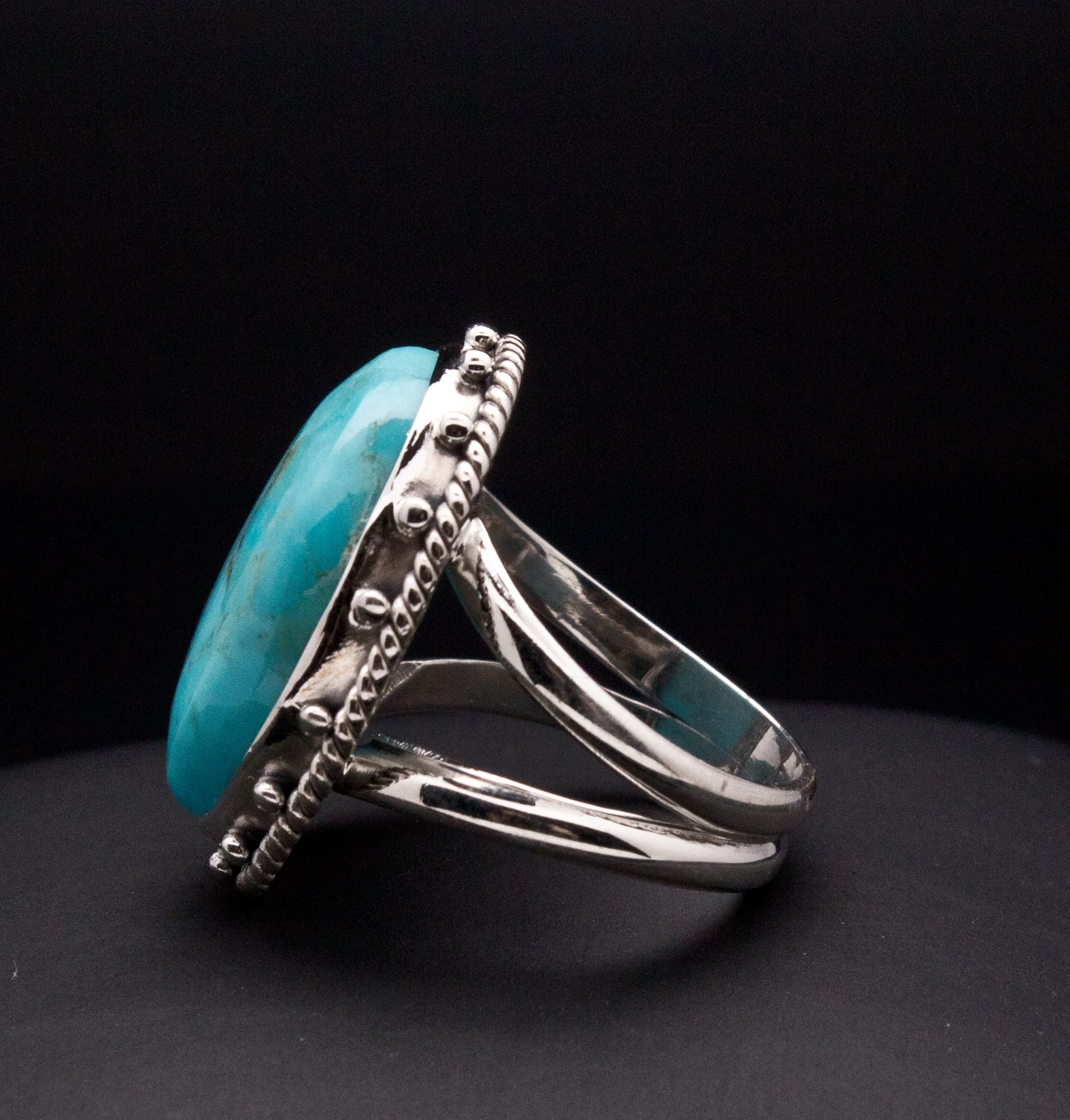 Sterling Silver Kingman Turquoise Ring Size 5 - Image 3