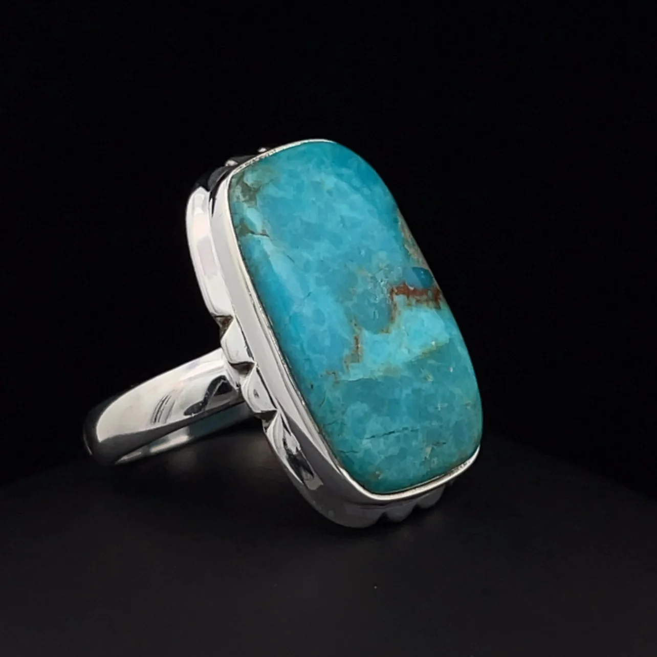 Sterling Silver Kingman Turquoise Ring Size 7 - Image 2