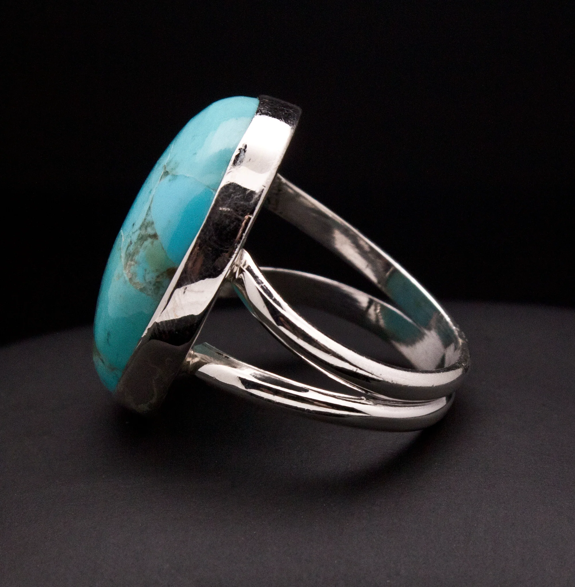 Sterling Silver Kingman Turquoise Ring Size 7 - Image 3