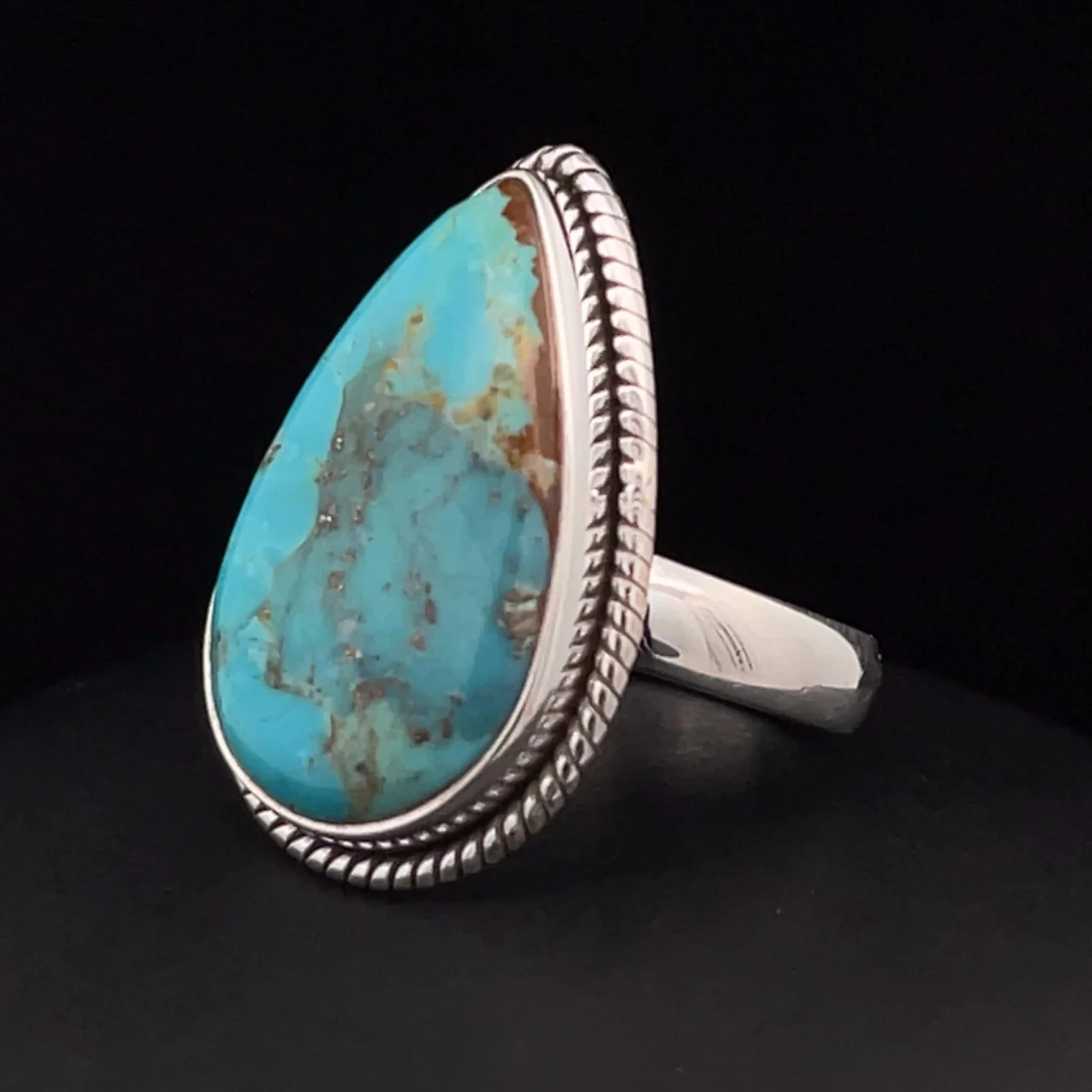 Sterling Silver Kingman Turquoise Ring Size 6.5 - Image 3