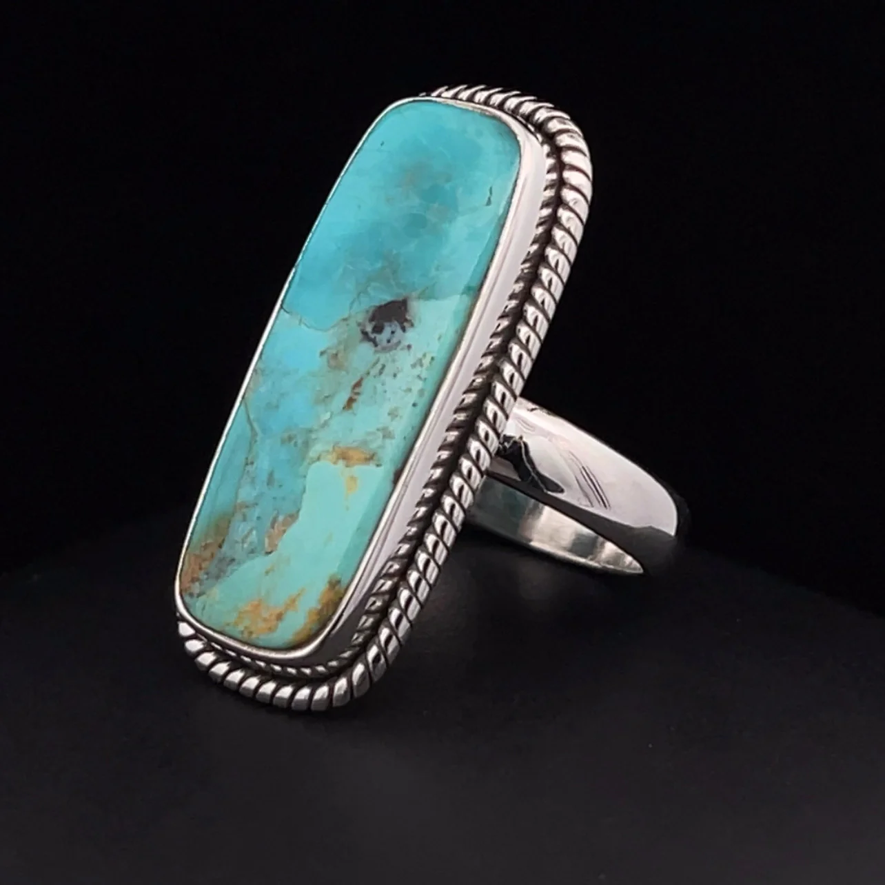 Sterling Silver Kingman Turquoise Ring Size 6.5 - Image 3