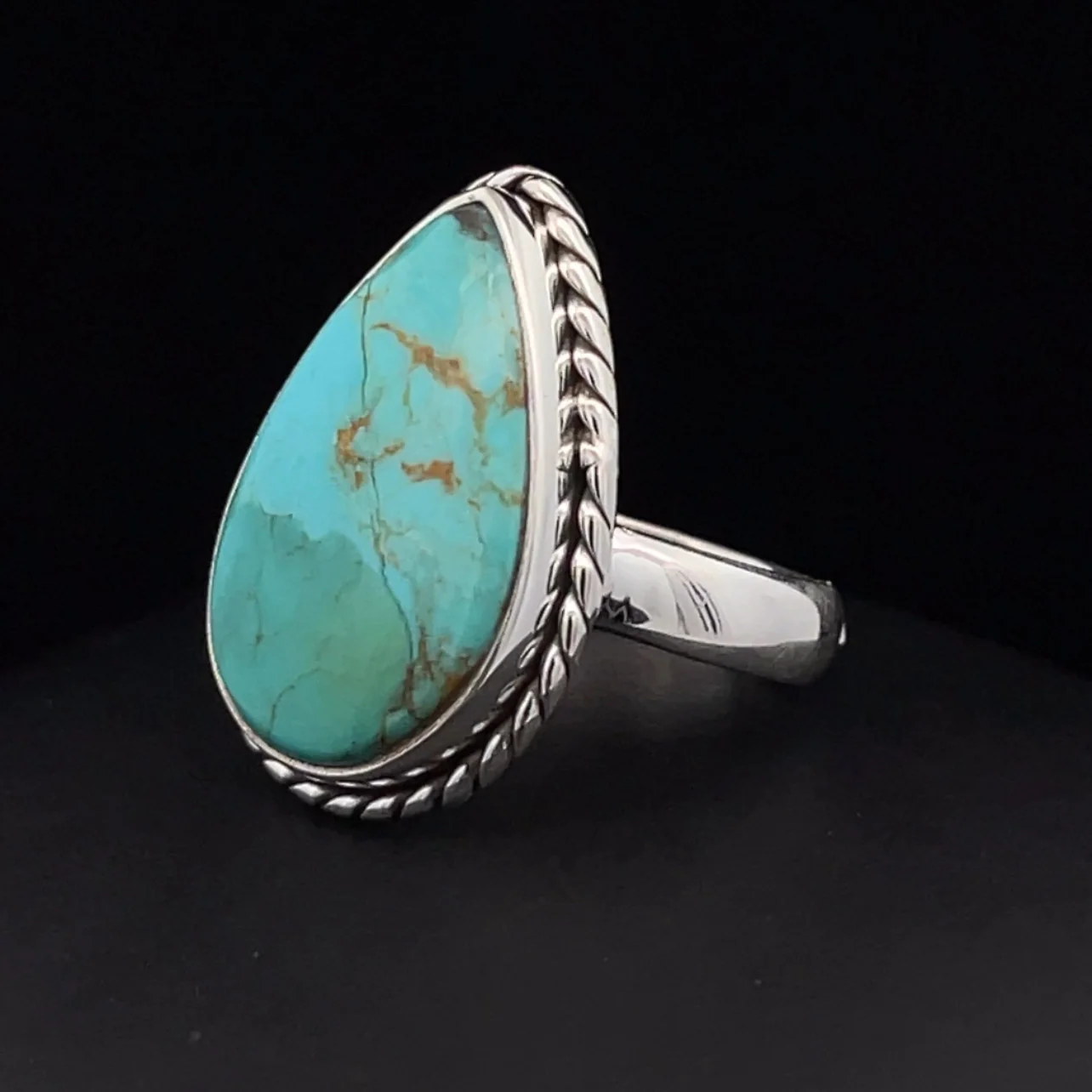 Sterling Silver Kingman Turquoise Ring Size 6.5 - Image 3