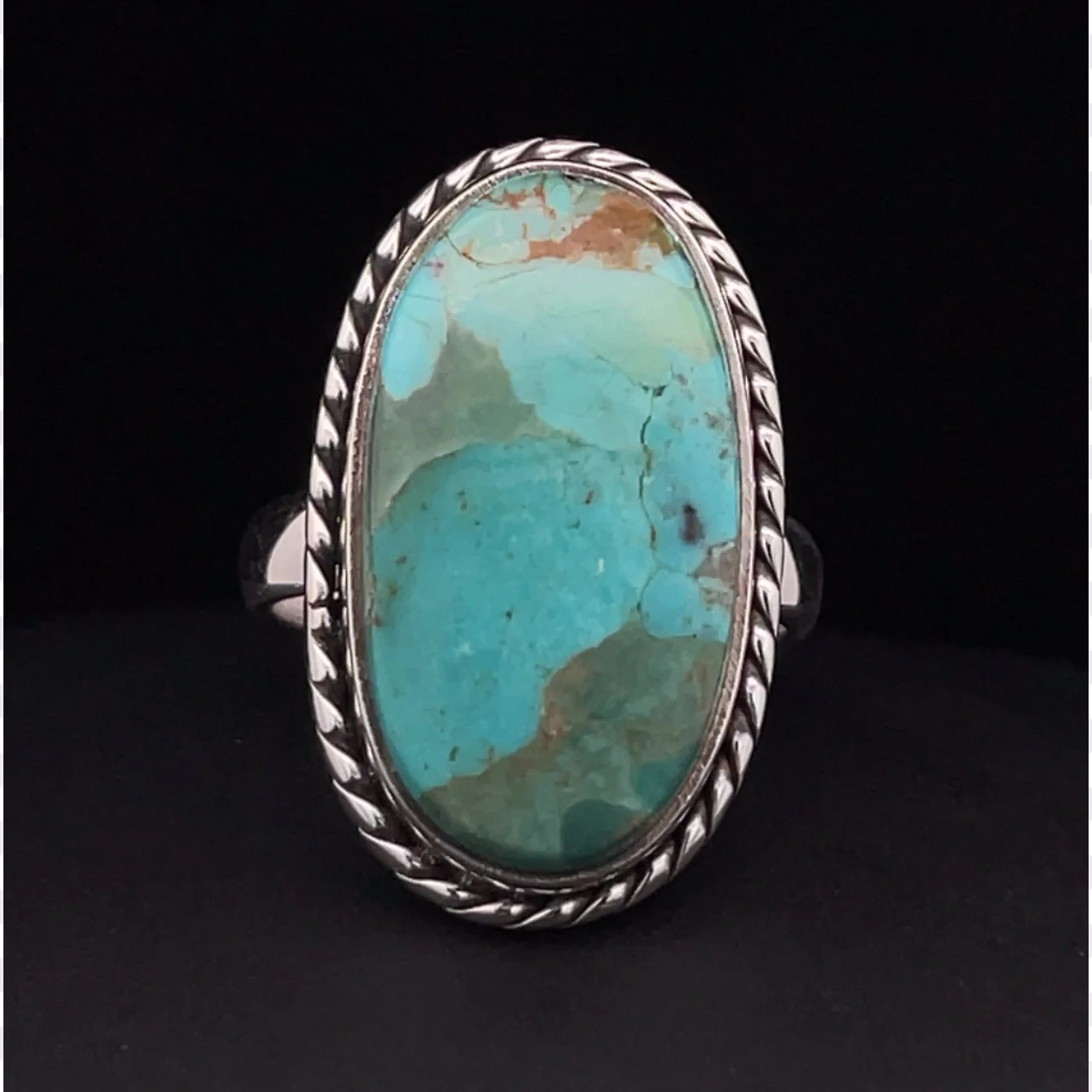 Sterling Silver Kingman Turquoise Ring Size 6.5 - Image 2