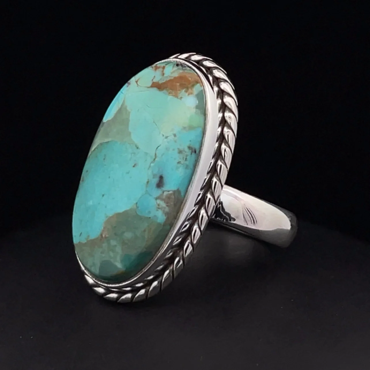Sterling Silver Kingman Turquoise Ring Size 6.5 - Image 3