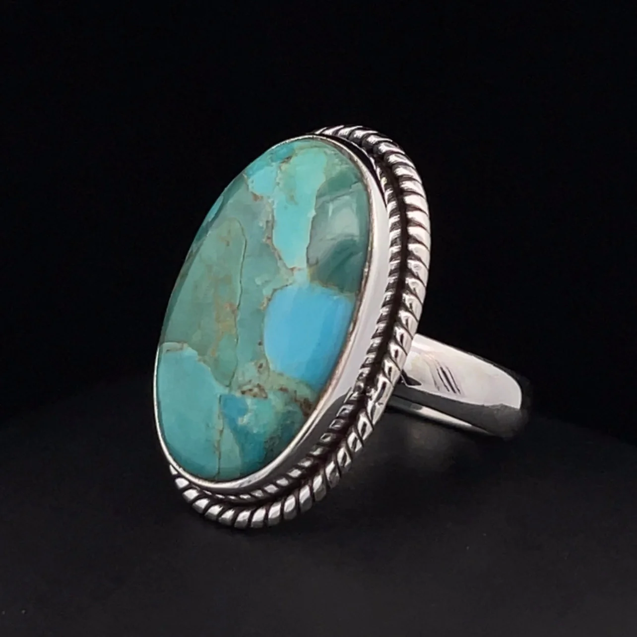 Sterling Silver Kingman Turquoise Ring Size 6.5 - Image 3