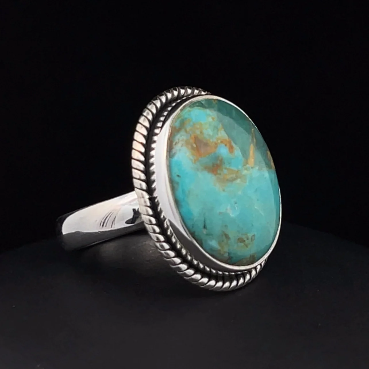 Sterling Silver Kingman Turquoise Ring Size 6.5 - Image 2