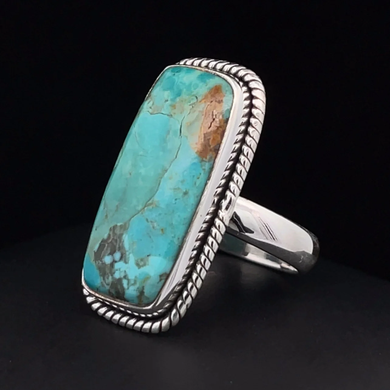 Sterling Silver Kingman Turquoise Ring Size 6.5 - Image 3