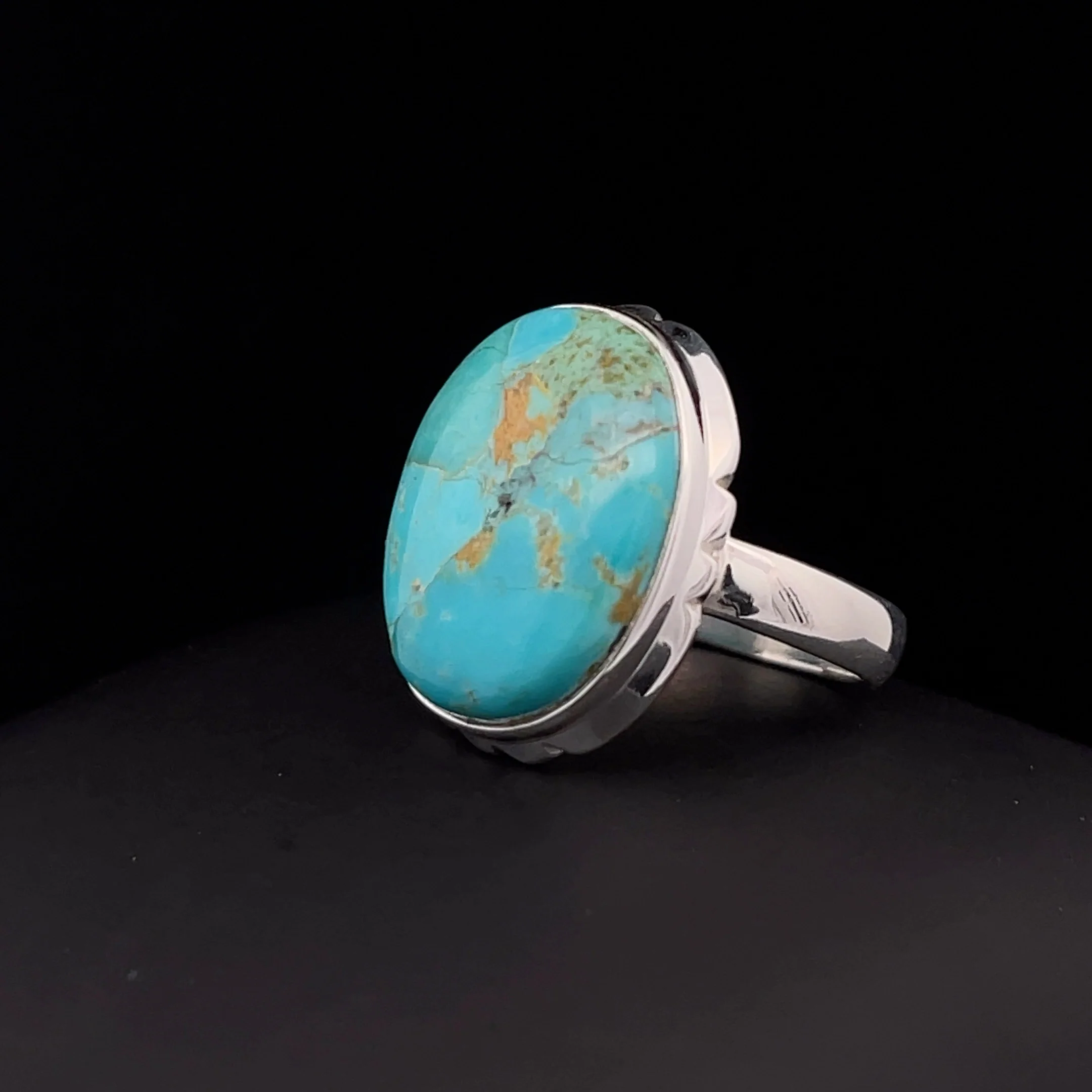 Sterling Silver Kingman Turquoise Ring Size 7 - Image 3
