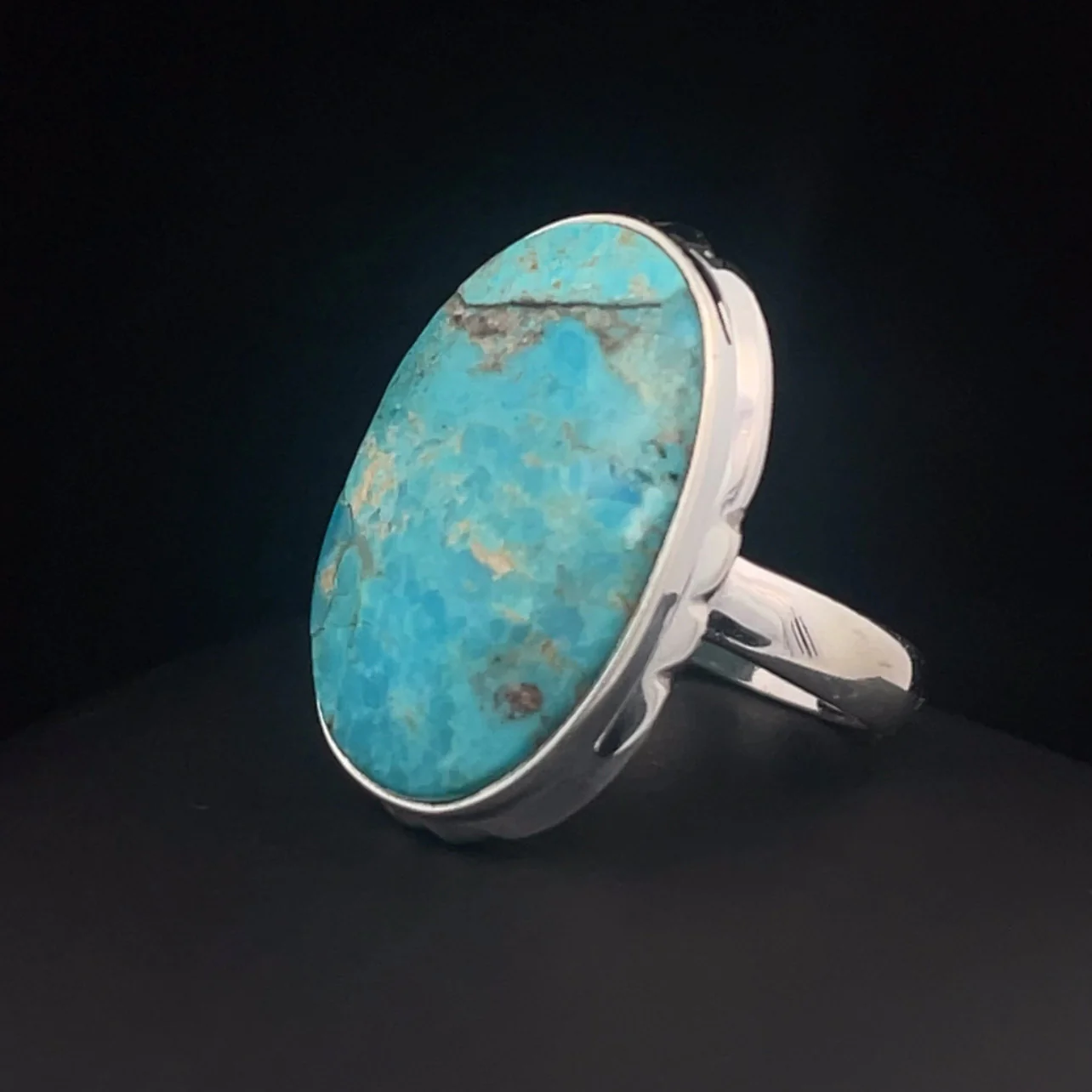 Sterling Silver Kingman Turquoise Ring Size 7 - Image 3