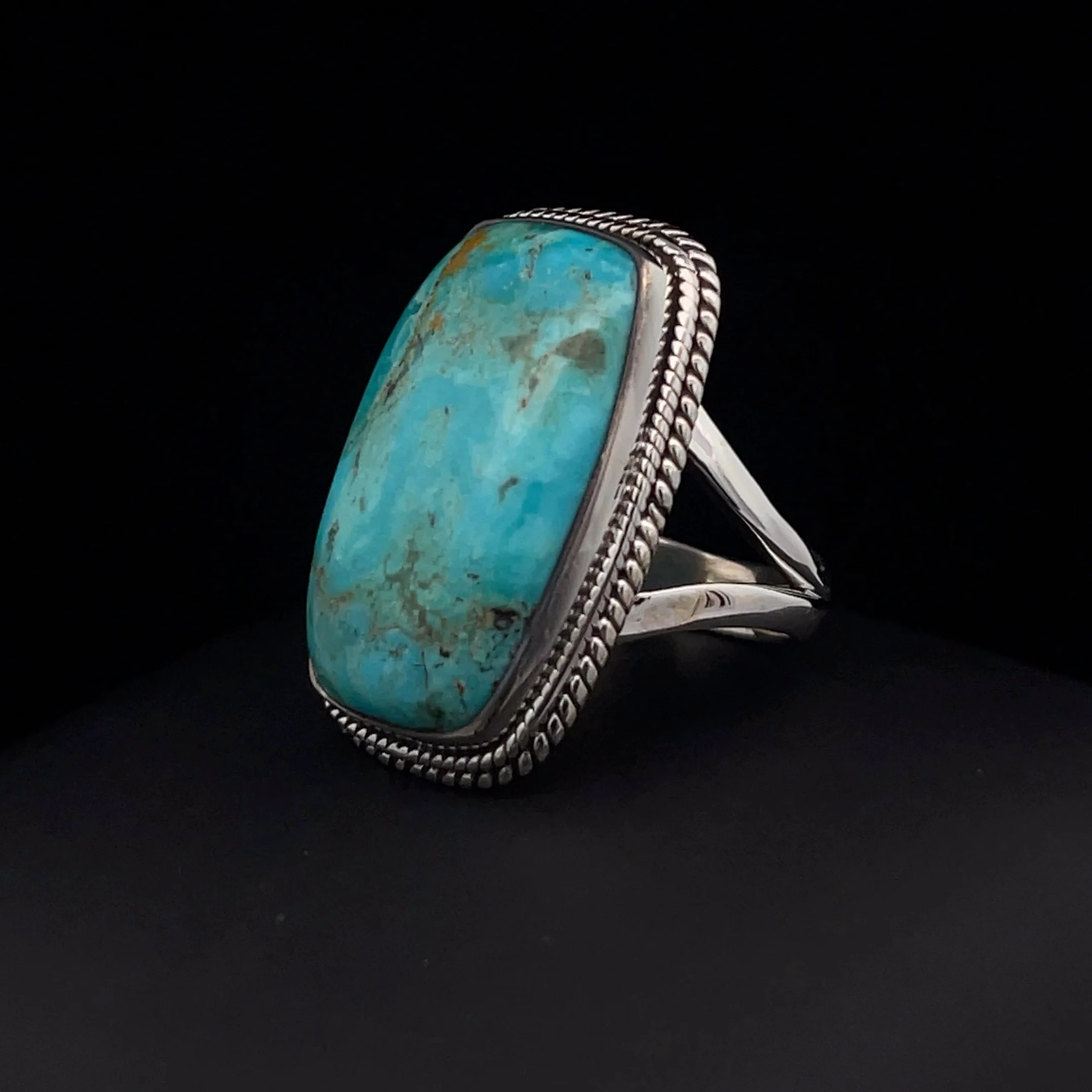 Sterling Silver Kingman Turquoise Ring Size 7 - Image 3
