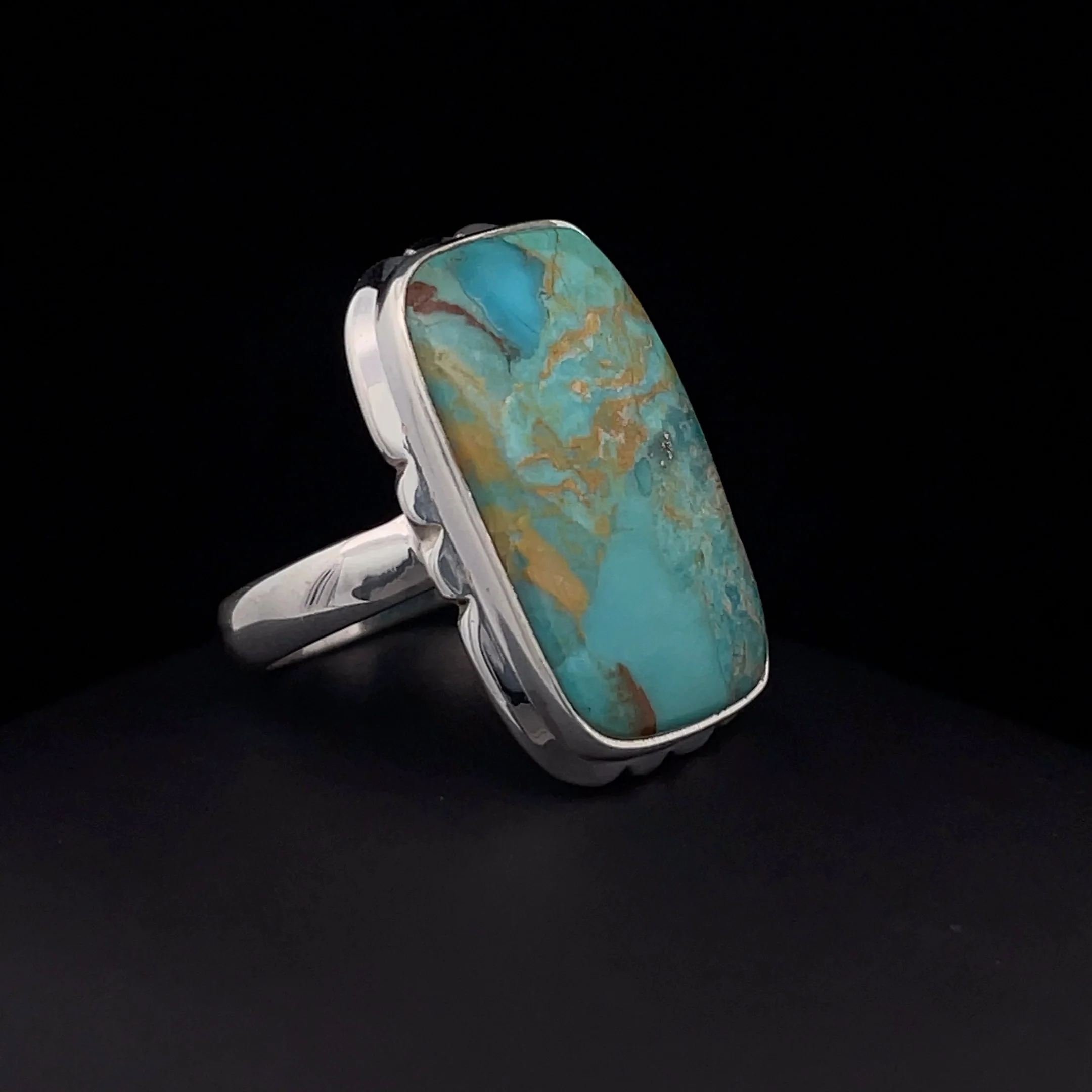 Sterling Silver Kingman Turquoise Ring Size 7 - Image 2