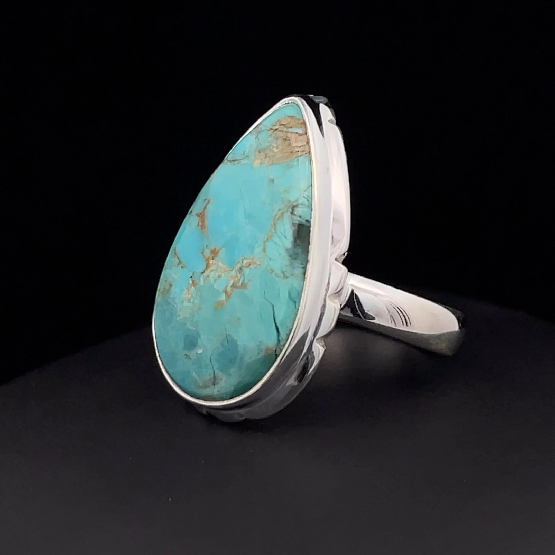 Sterling Silver Kingman Turquoise Ring Size 7 - Image 3