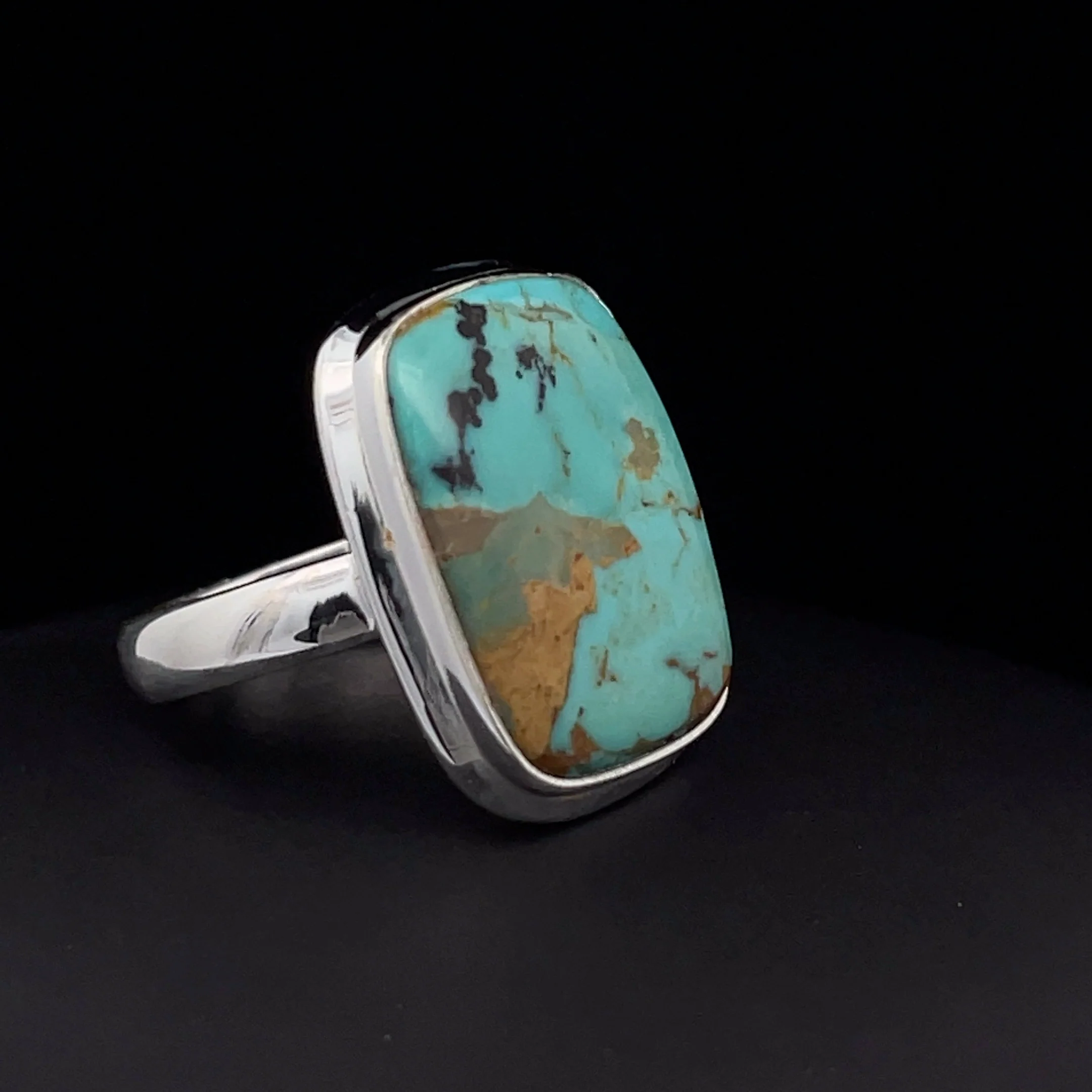 Sterling Silver Kingman Turquoise Ring Size 7 - Image 2