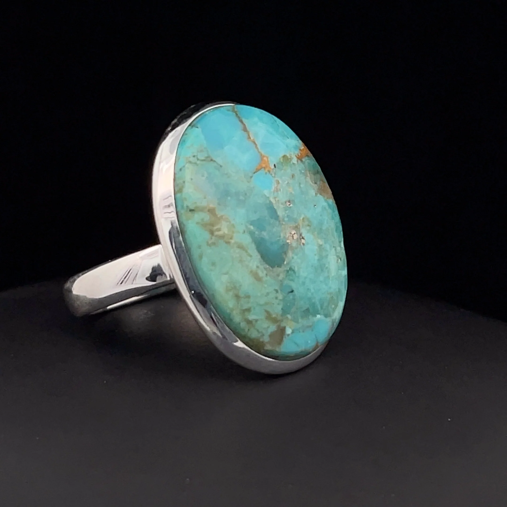 Sterling Silver Kingman Turquoise Ring Size 7 - Image 2