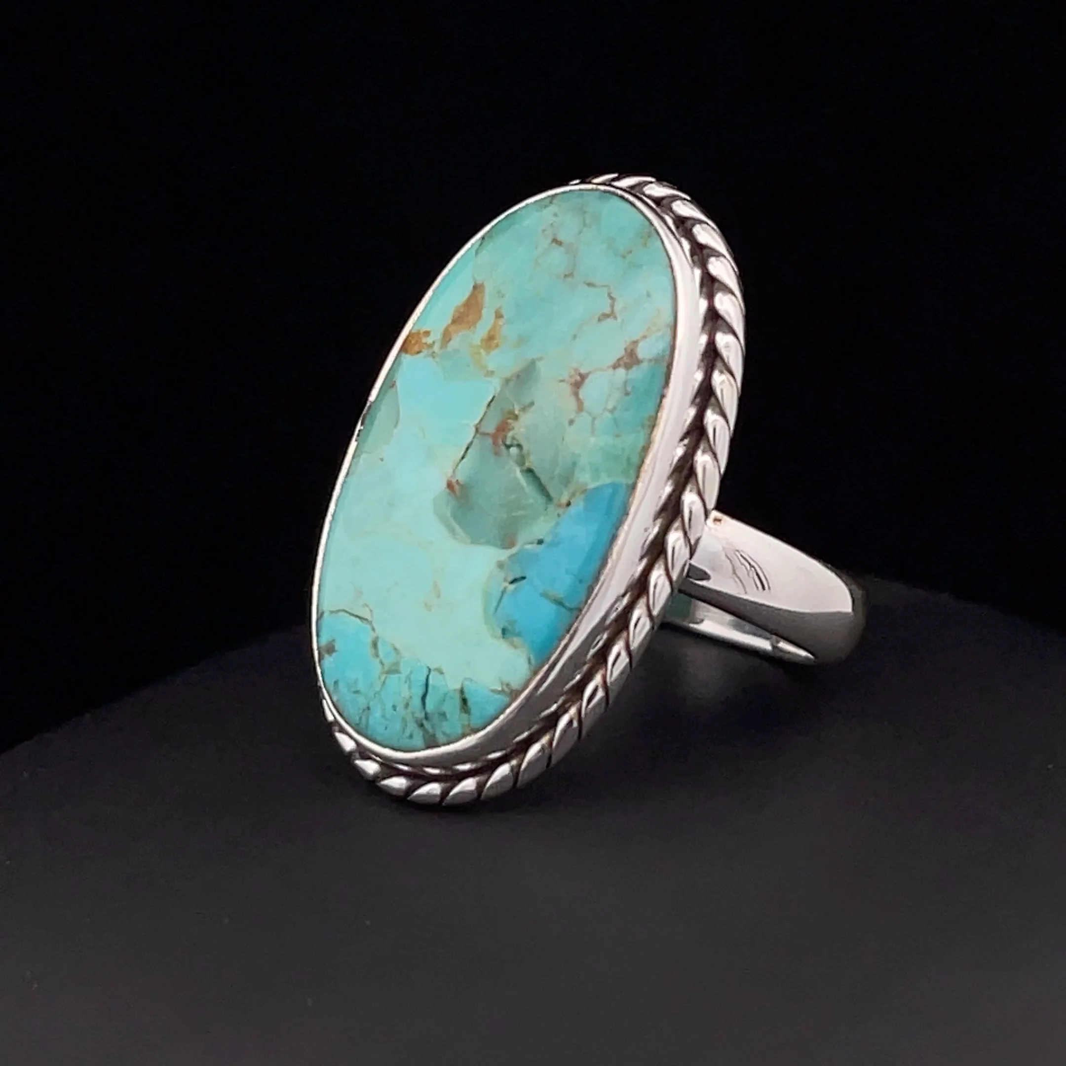 Sterling Silver Kingman Turquoise Ring Size 7 - Image 3