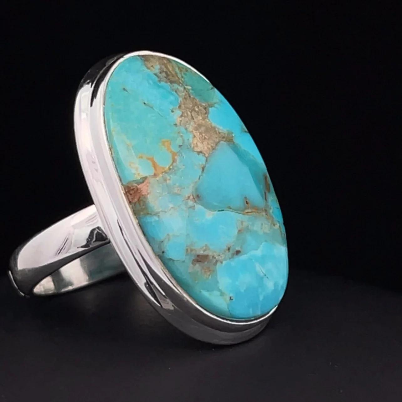 Sterling Silver Kingman Turquoise Ring Size 7 - Image 2