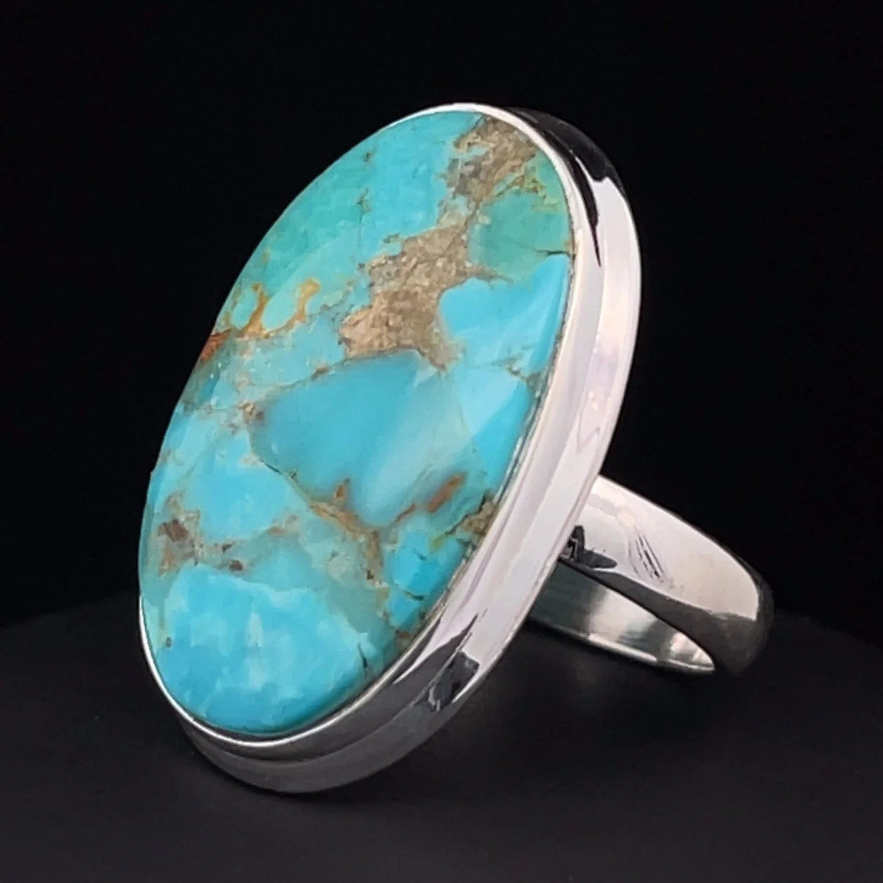 Sterling Silver Kingman Turquoise Ring Size 7 - Image 3