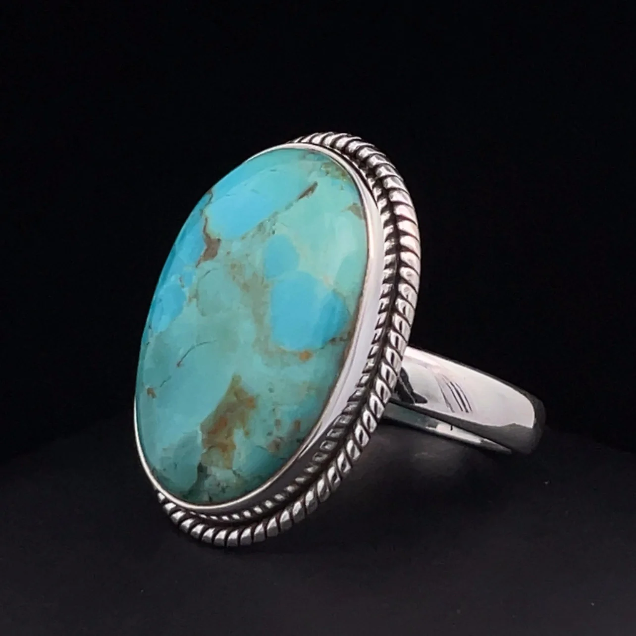 Sterling Silver Kingman Turquoise Ring Size 9.5 - Image 3