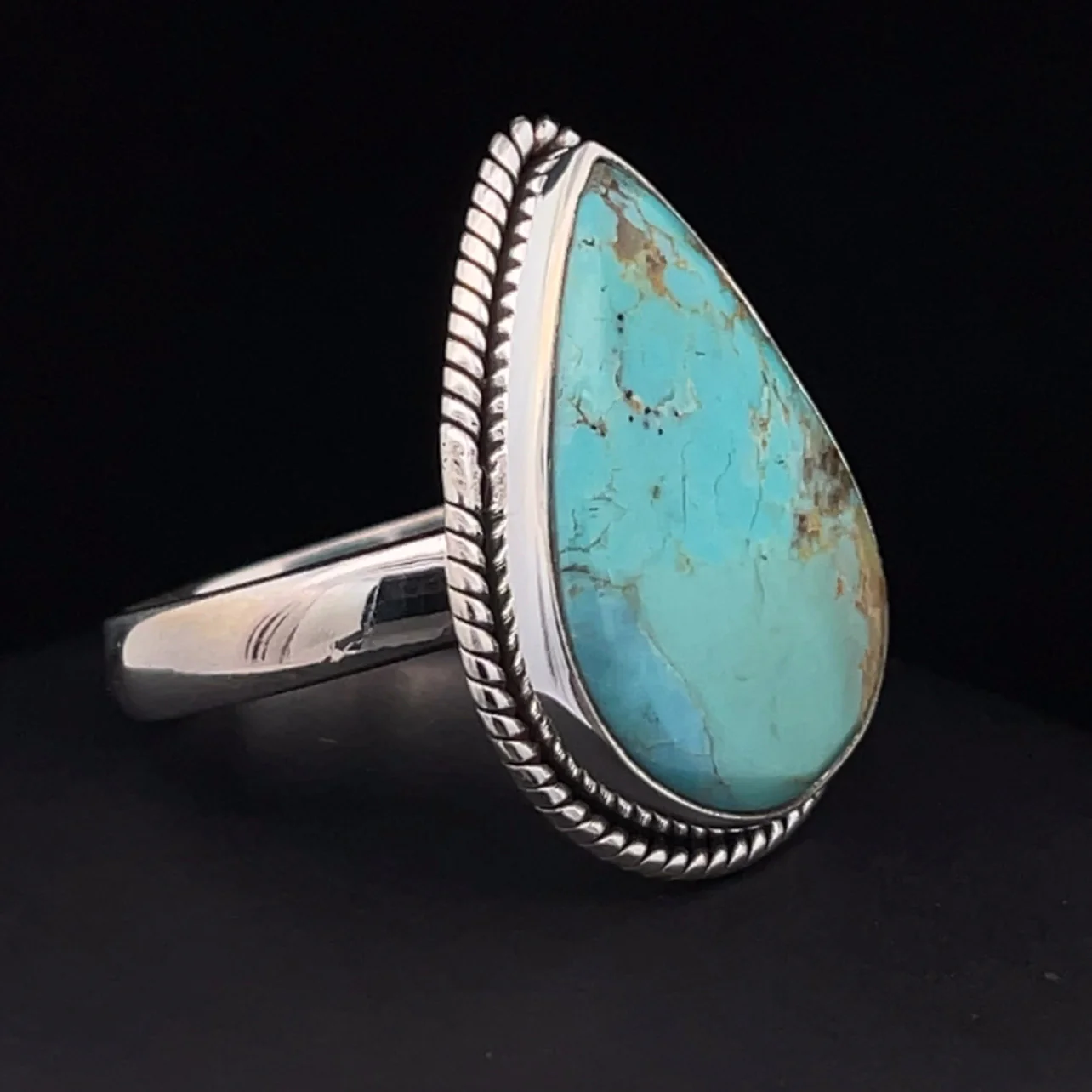 Sterling Silver Kingman Turquoise Ring Size 9.5 - Image 2