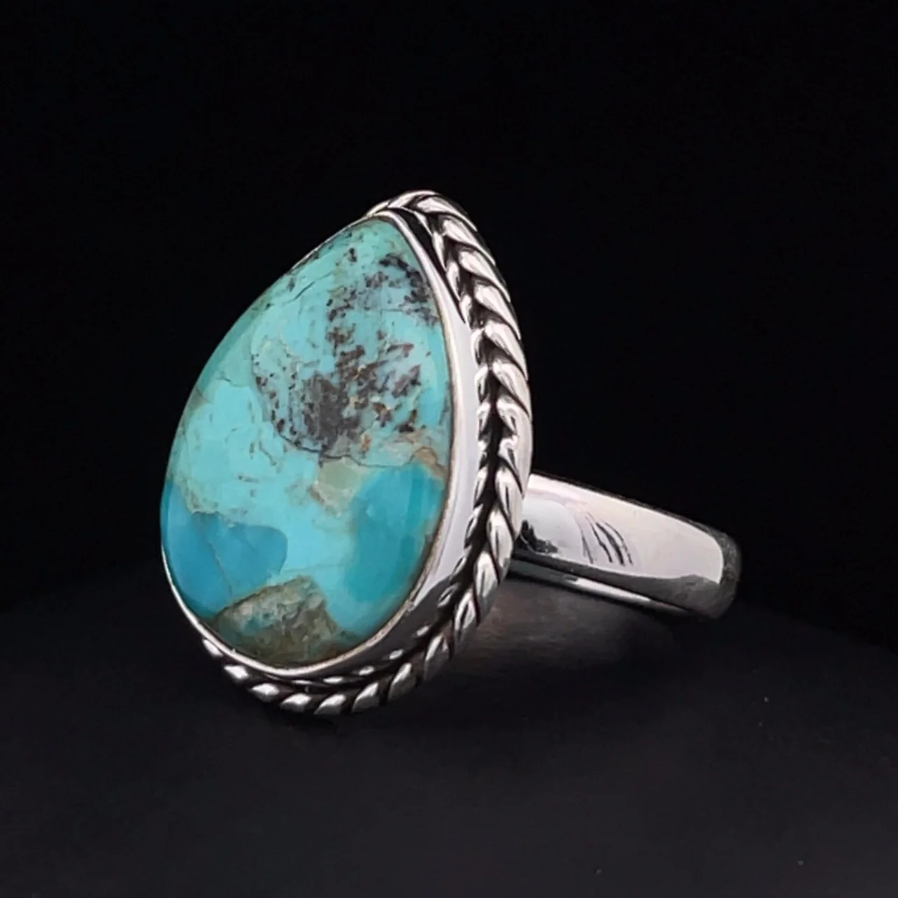 Sterling Silver Kingman Turquoise Ring Size 9.5 - Image 3