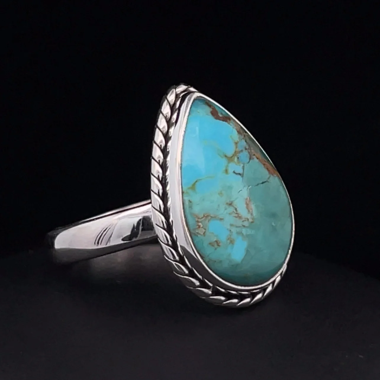 Sterling Silver Kingman Turquoise Ring Size 9.5 - Image 2