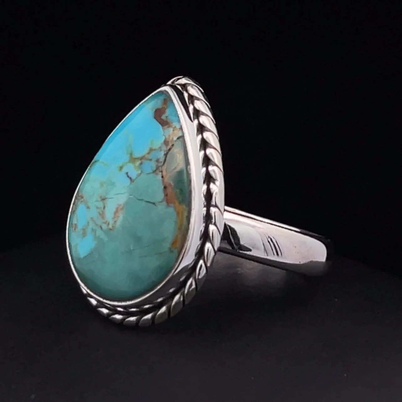 Sterling Silver Kingman Turquoise Ring Size 9.5 - Image 3