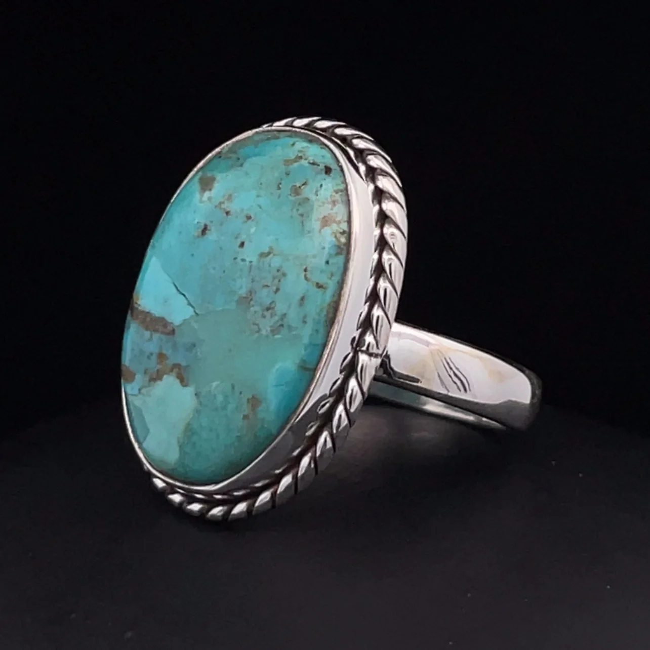 Sterling Silver Kingman Turquoise Ring Size 9.5 - Image 3