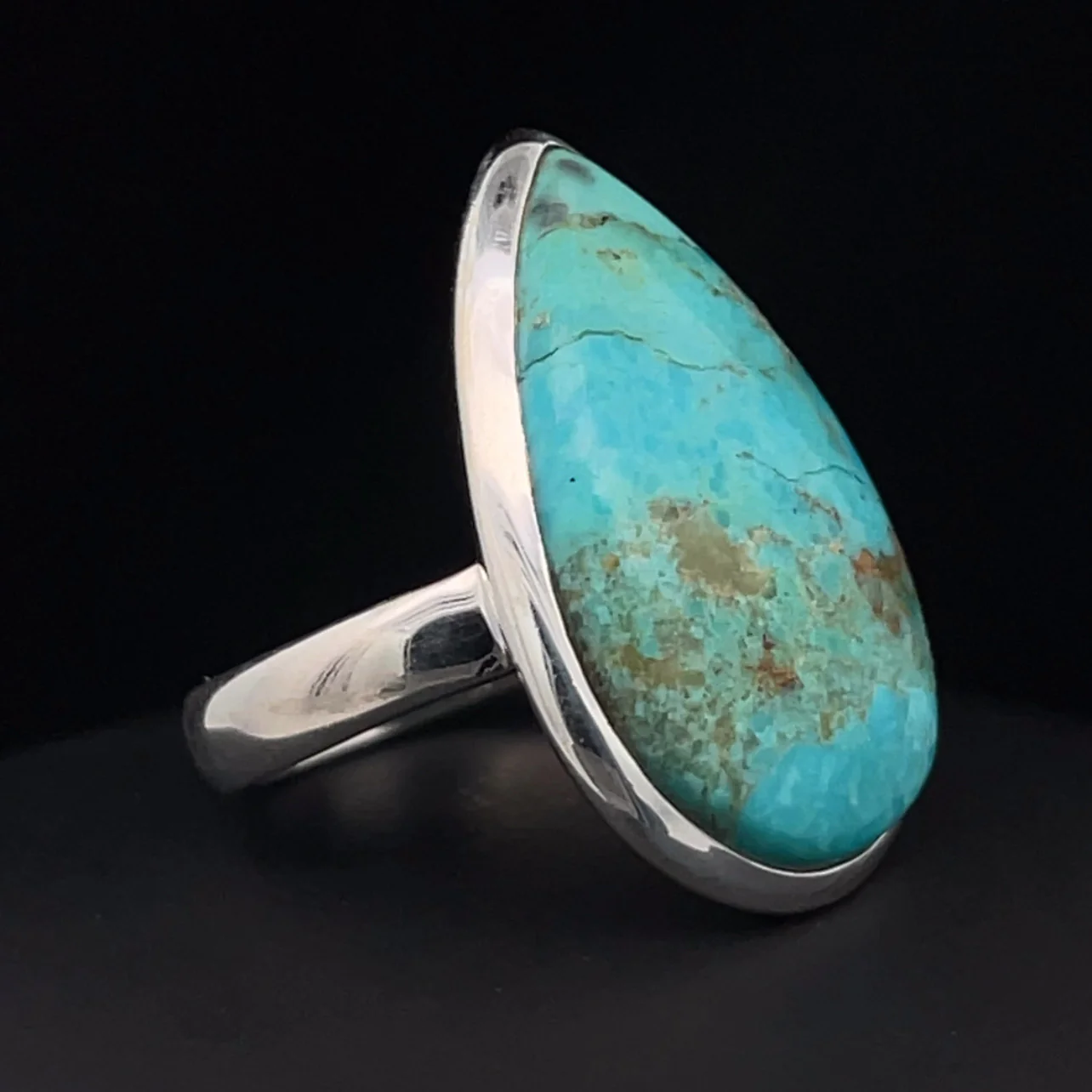 Sterling Silver Kingman Turquoise Ring Size 7 - Image 2