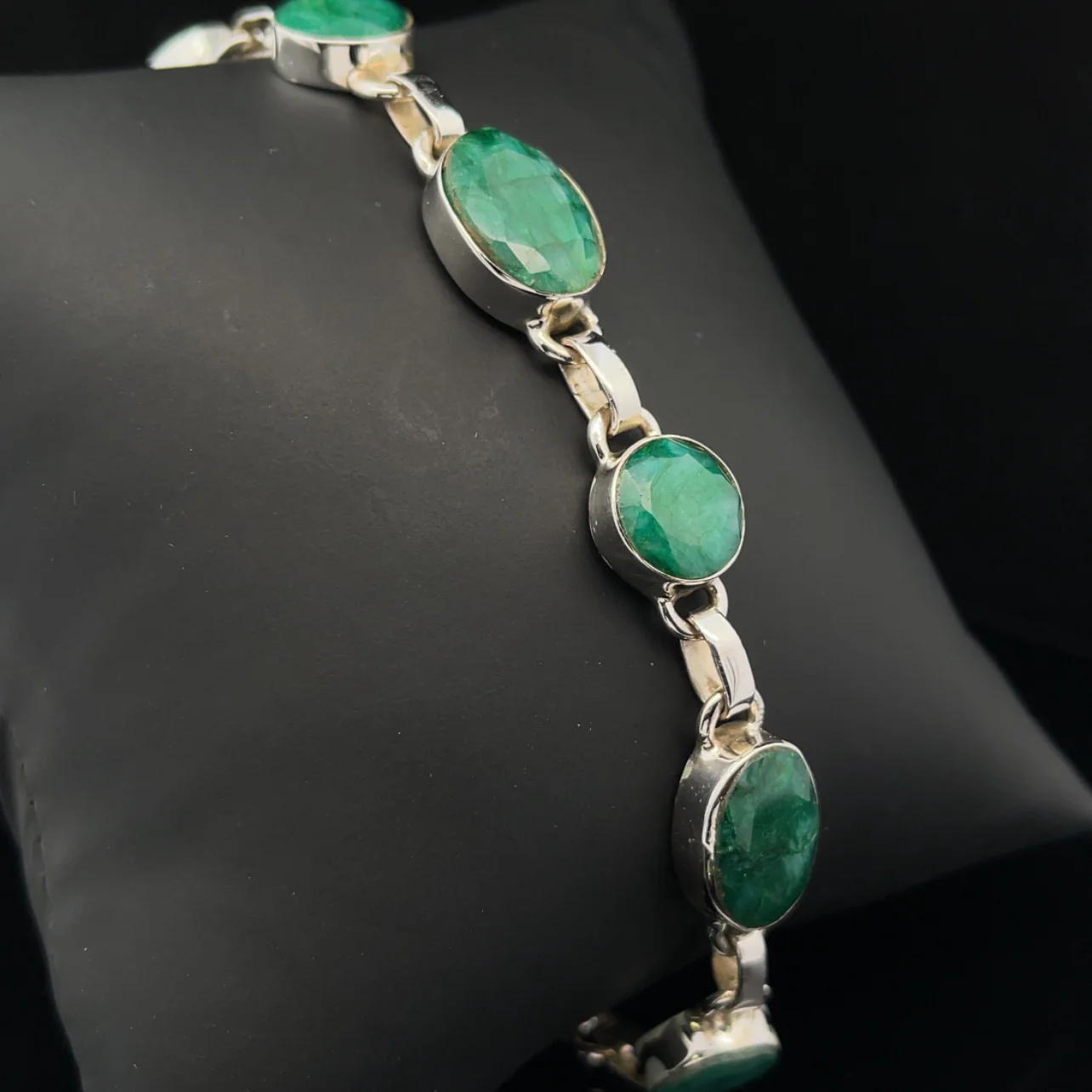 Sterling Silver Emerald Bracelet - Image 3