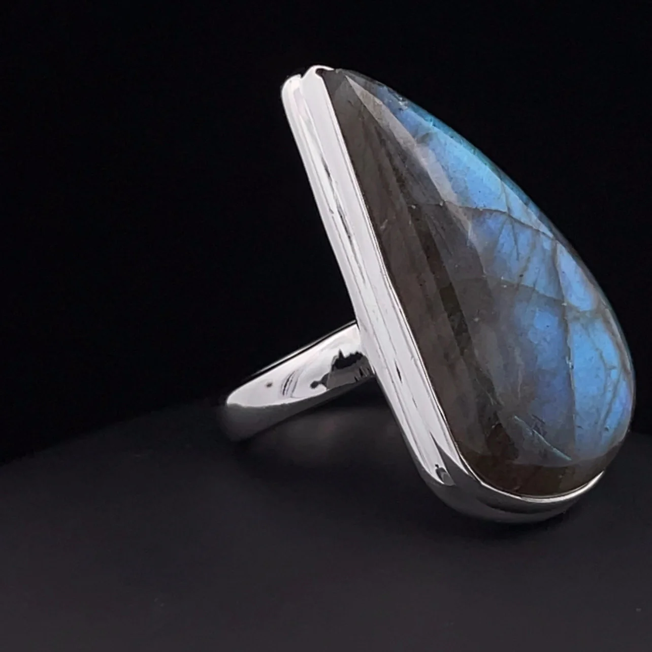 Sterling Silver Labradorite Ring Size 8 - Image 2