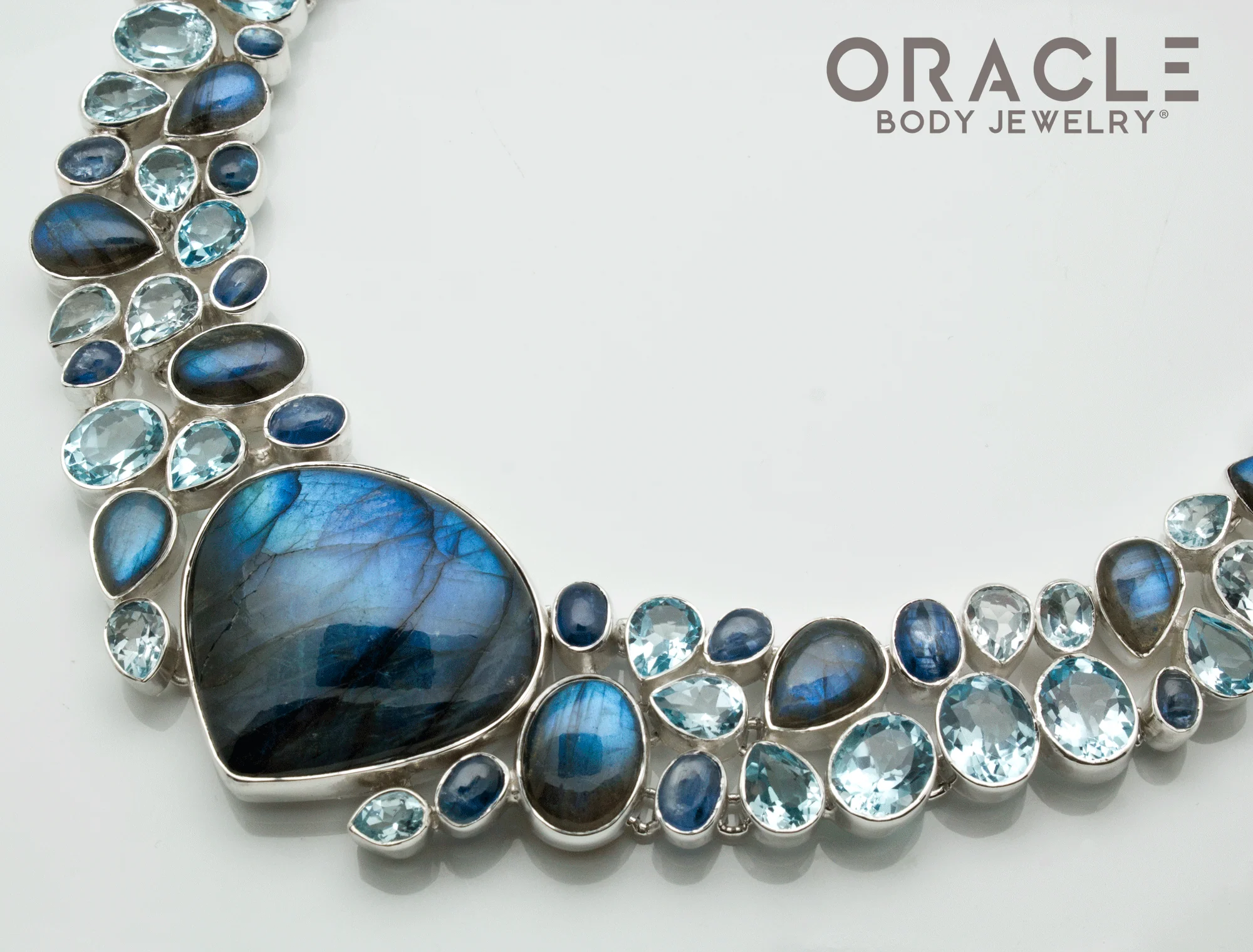 Sterling Silver Labradorite with Iolite and Faceted Topaz Necklace - Image 3