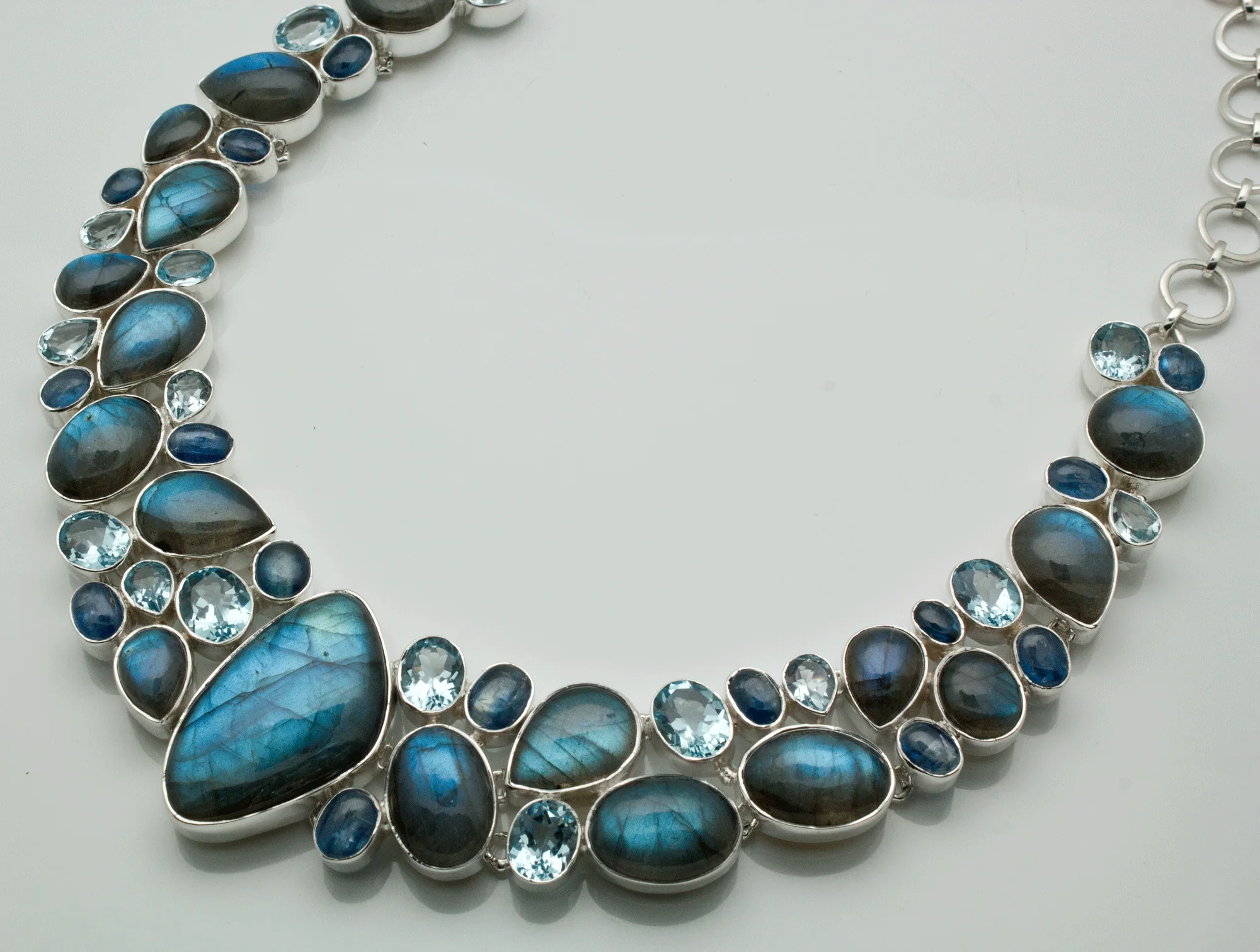 Sterling Silver Labradorite with Iolite and Faceted Topaz Necklace - Image 2