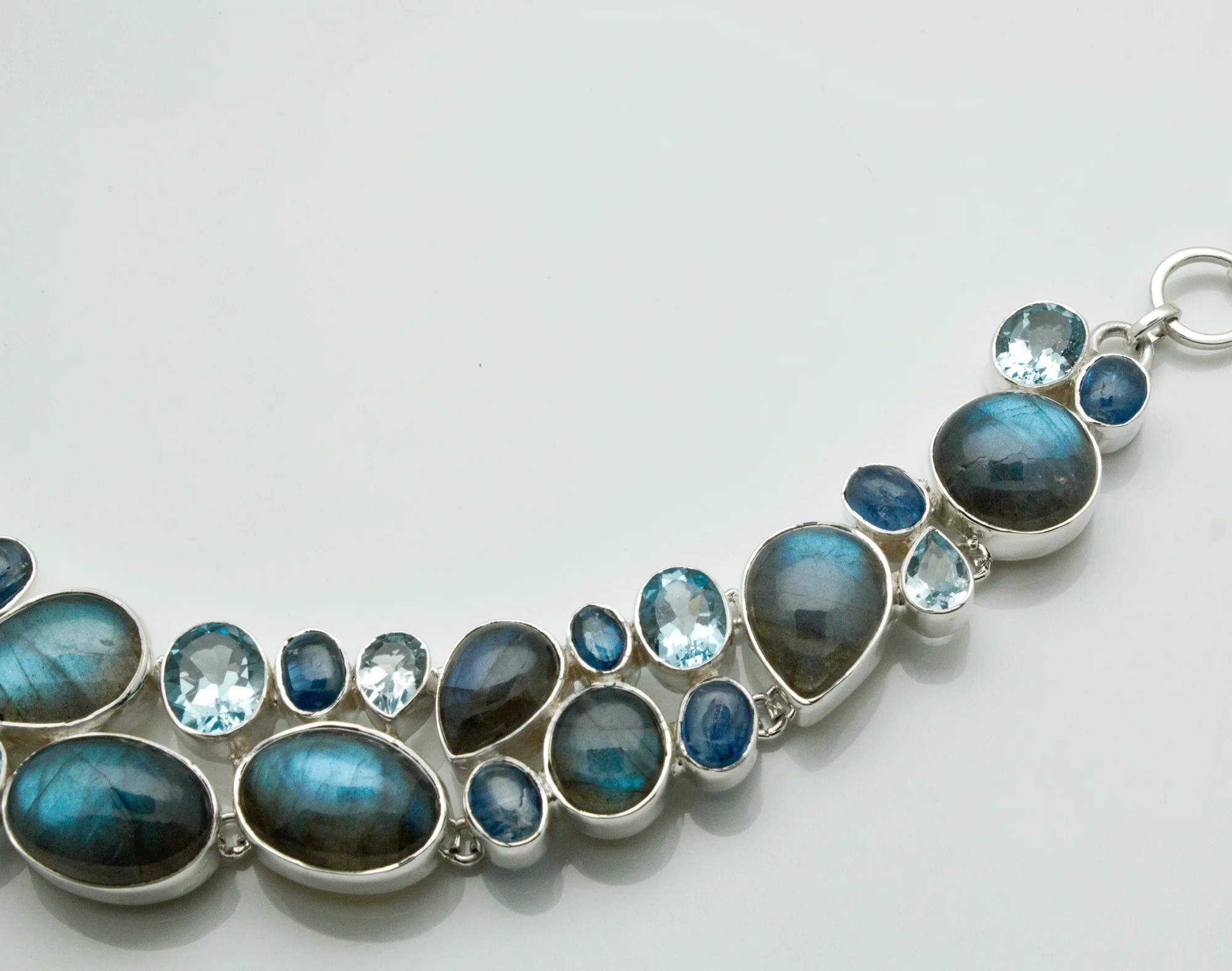 Sterling Silver Labradorite with Iolite and Faceted Topaz Necklace - Image 3