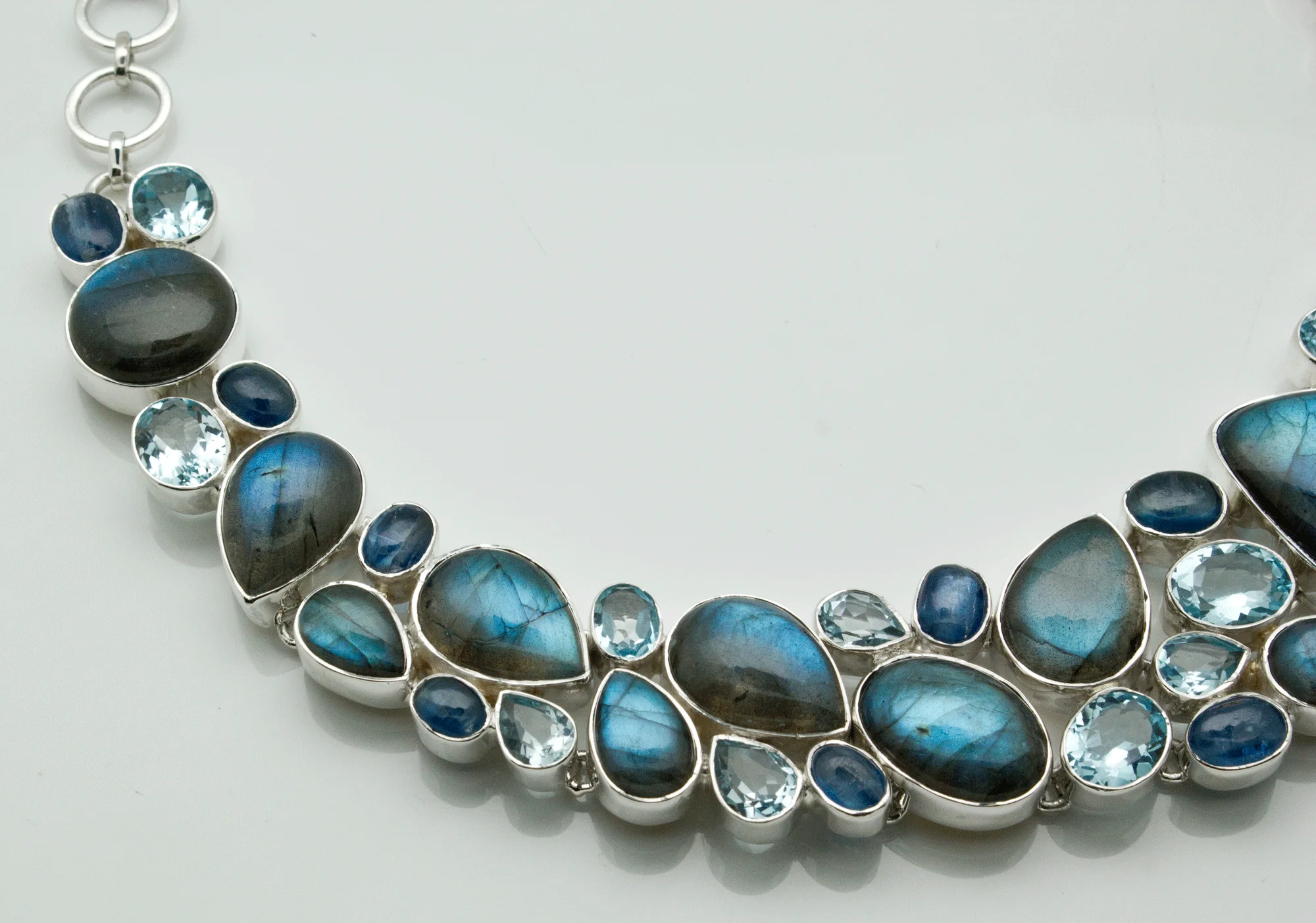 Sterling Silver Labradorite with Iolite and Faceted Topaz Necklace - Image 4
