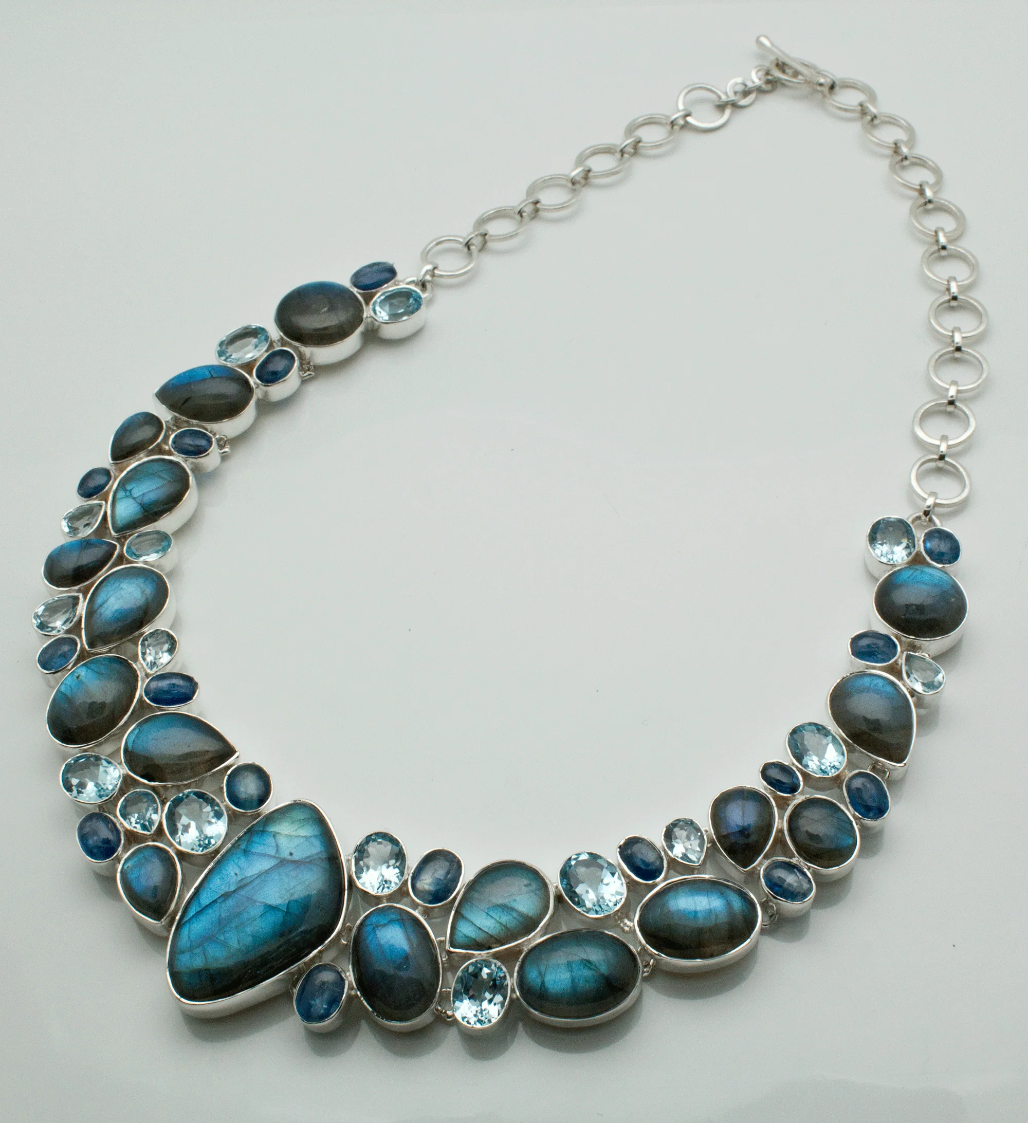 Sterling Silver Labradorite with Iolite and Faceted Topaz Necklace - Image 5