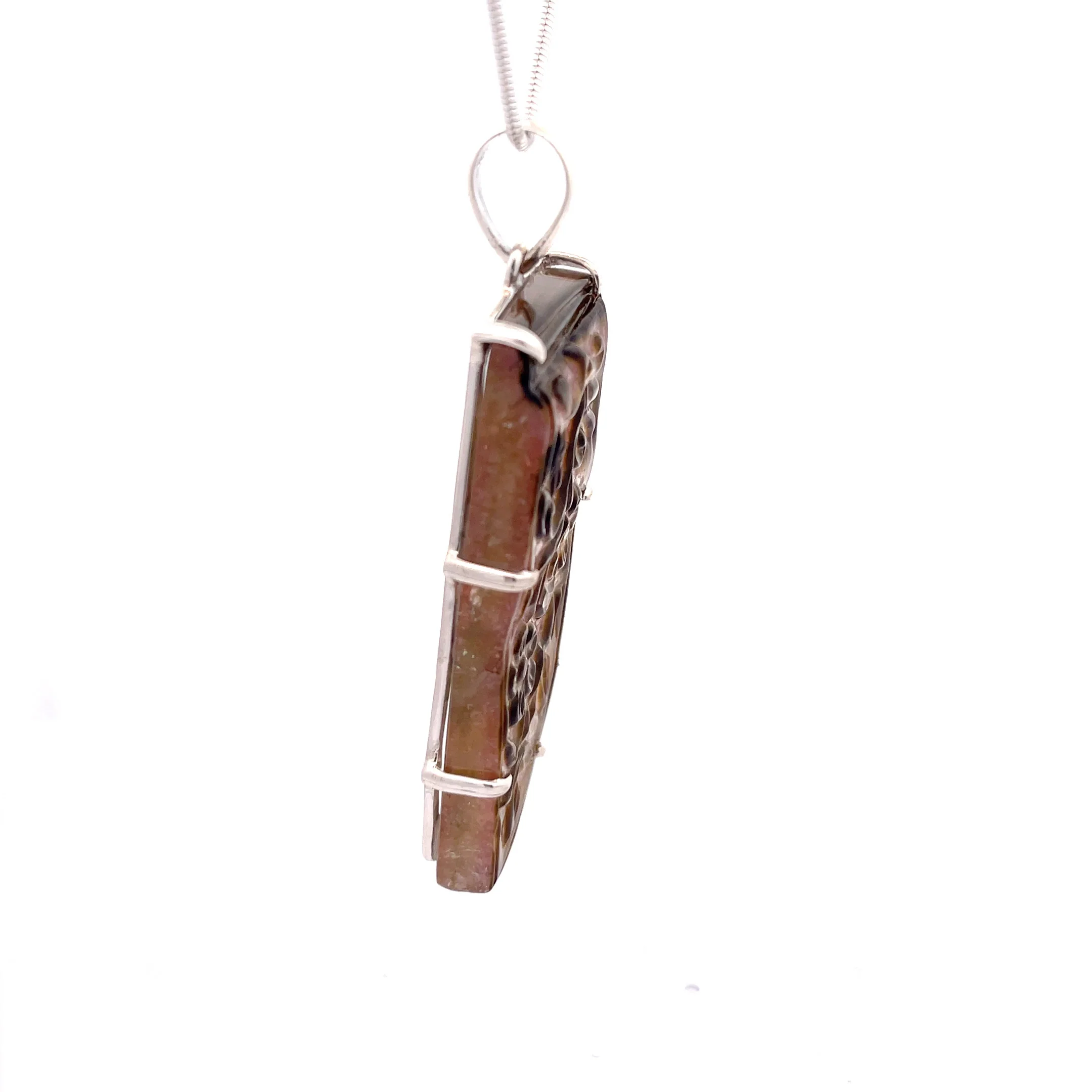 Sterling Silver Large Carved Watermelon Tourmaline Pendant - Image 4
