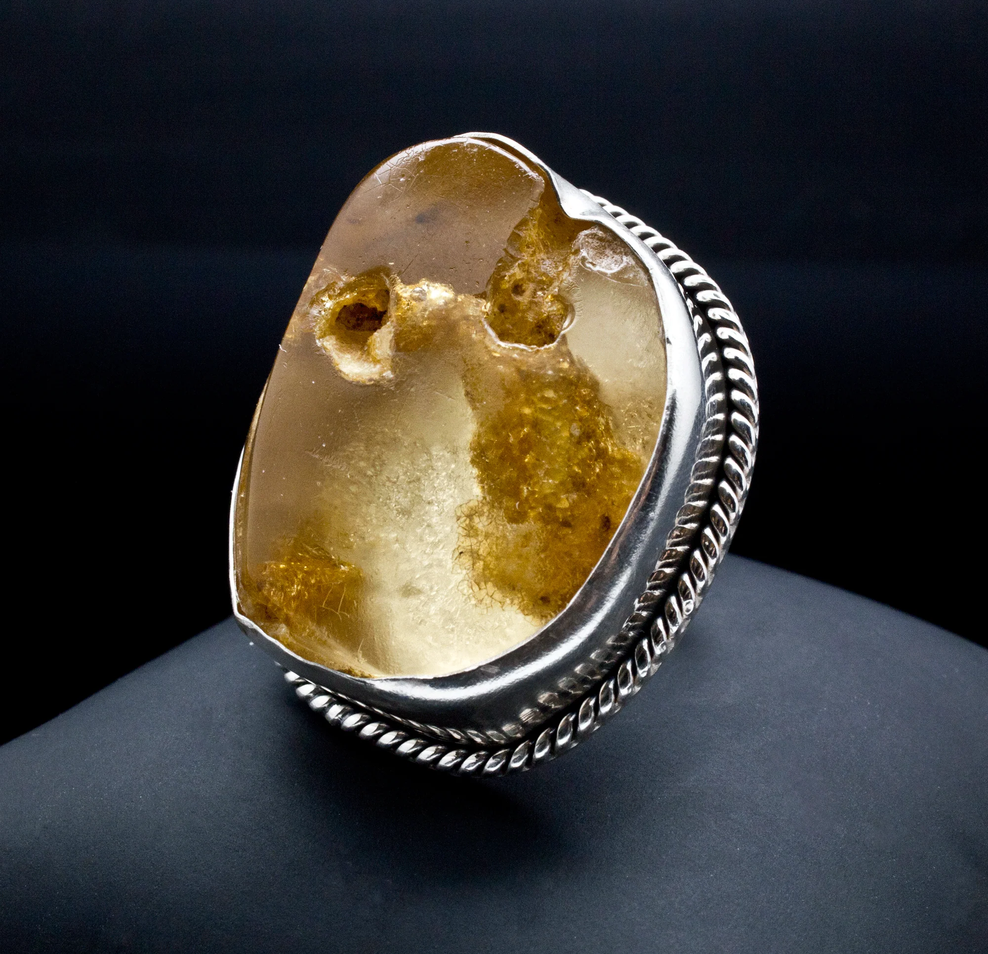 Sterling Silver Large Copal Amber Ring Size 6 - Image 3