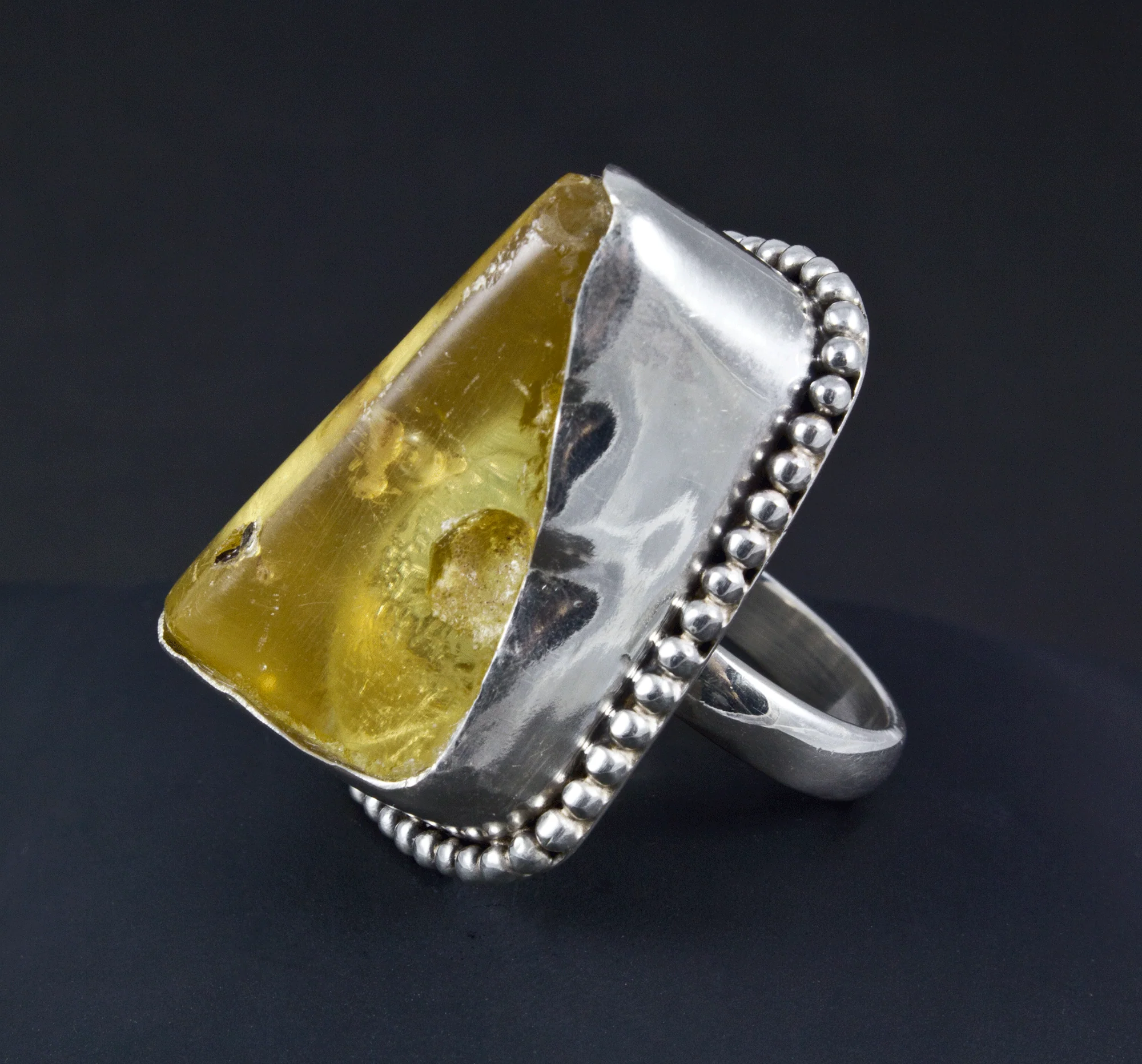 Sterling Silver Large Copal Amber Ring Size 8 - Image 3