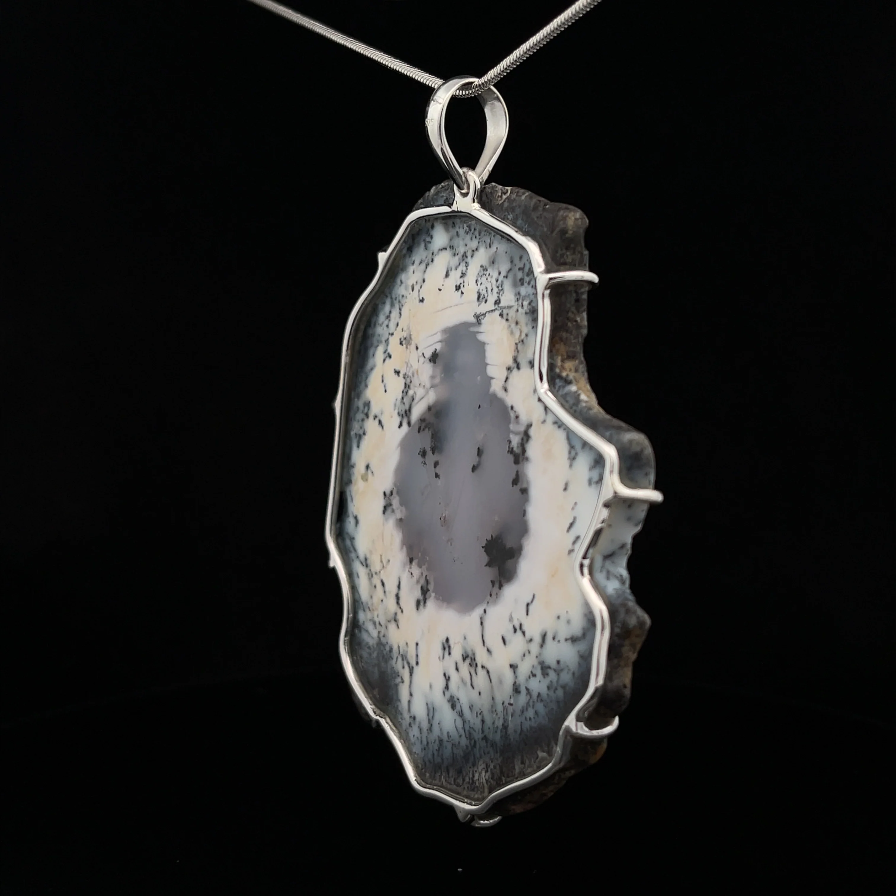Sterling Silver Large Dendritic Opal Pendant - Image 4