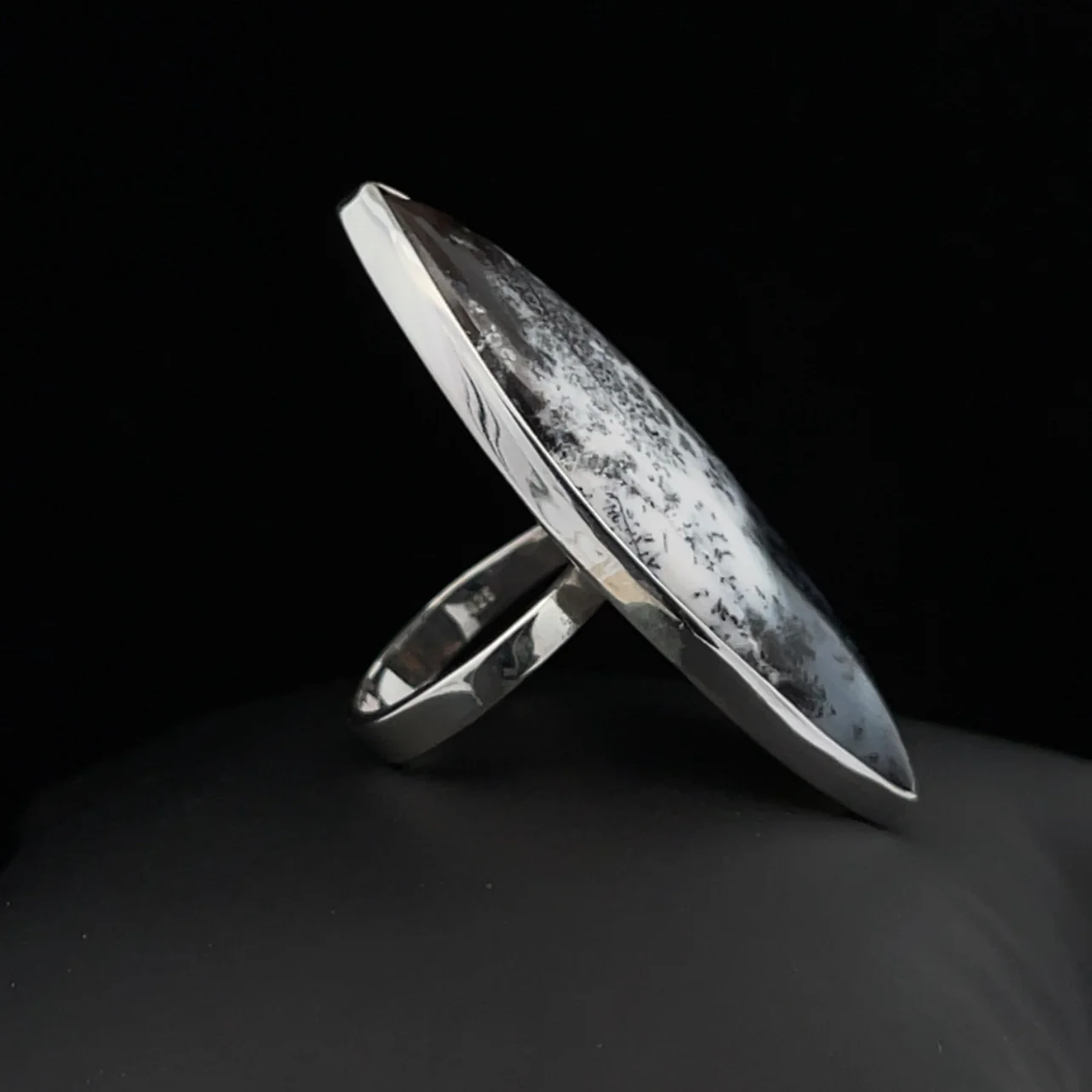 Sterling Silver Large  Dendritic Opal Ring Size 9 - Image 4