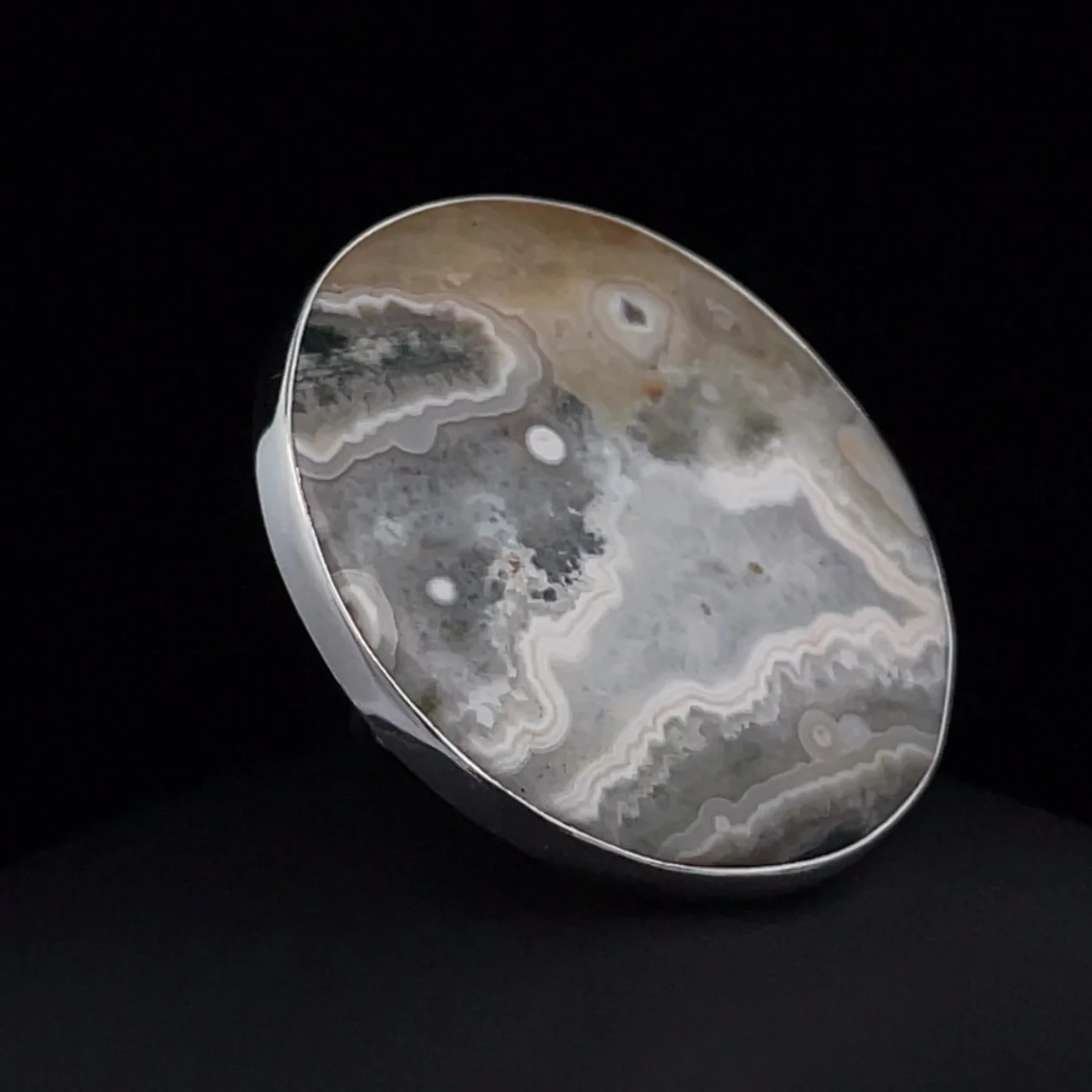 Sterling Silver Large Ocean Jasper Ring Adjustable - Image 2
