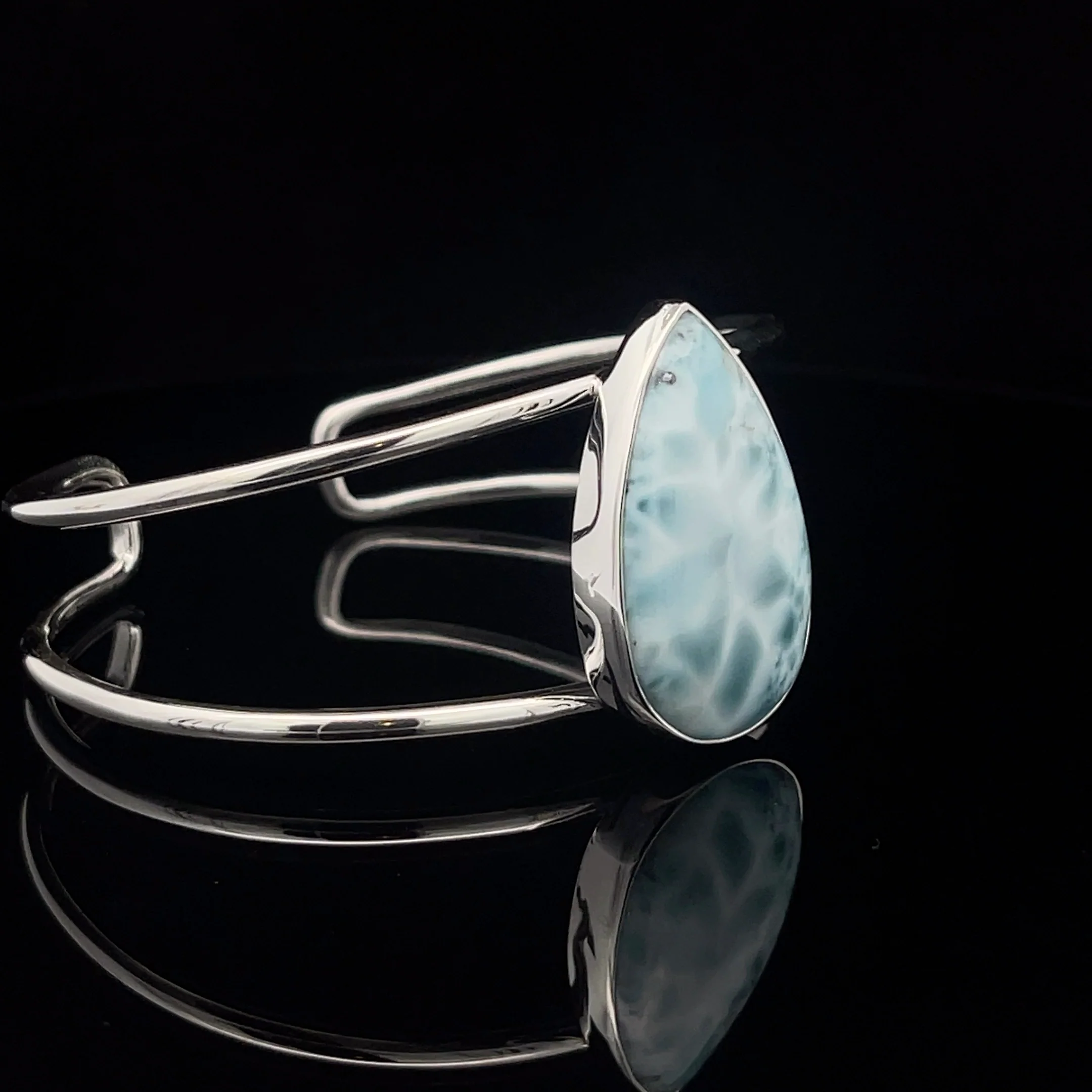 Sterling Silver Larimar Cuff Bracelet - Image 2