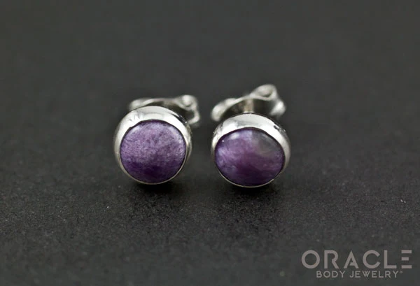 Sterling Silver Light Charoite Earrings - Image 2