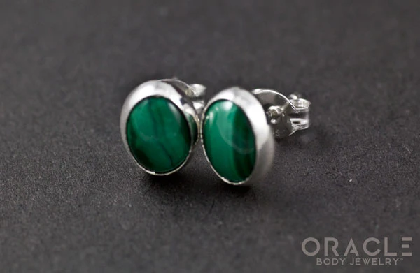 Sterling Silver Malachite Earrings - Image 2