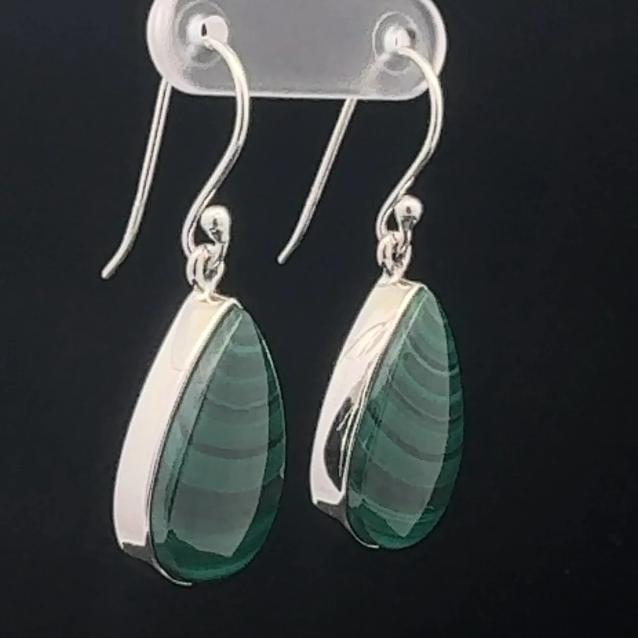 Sterling Silver Malachite Earrings - Image 2