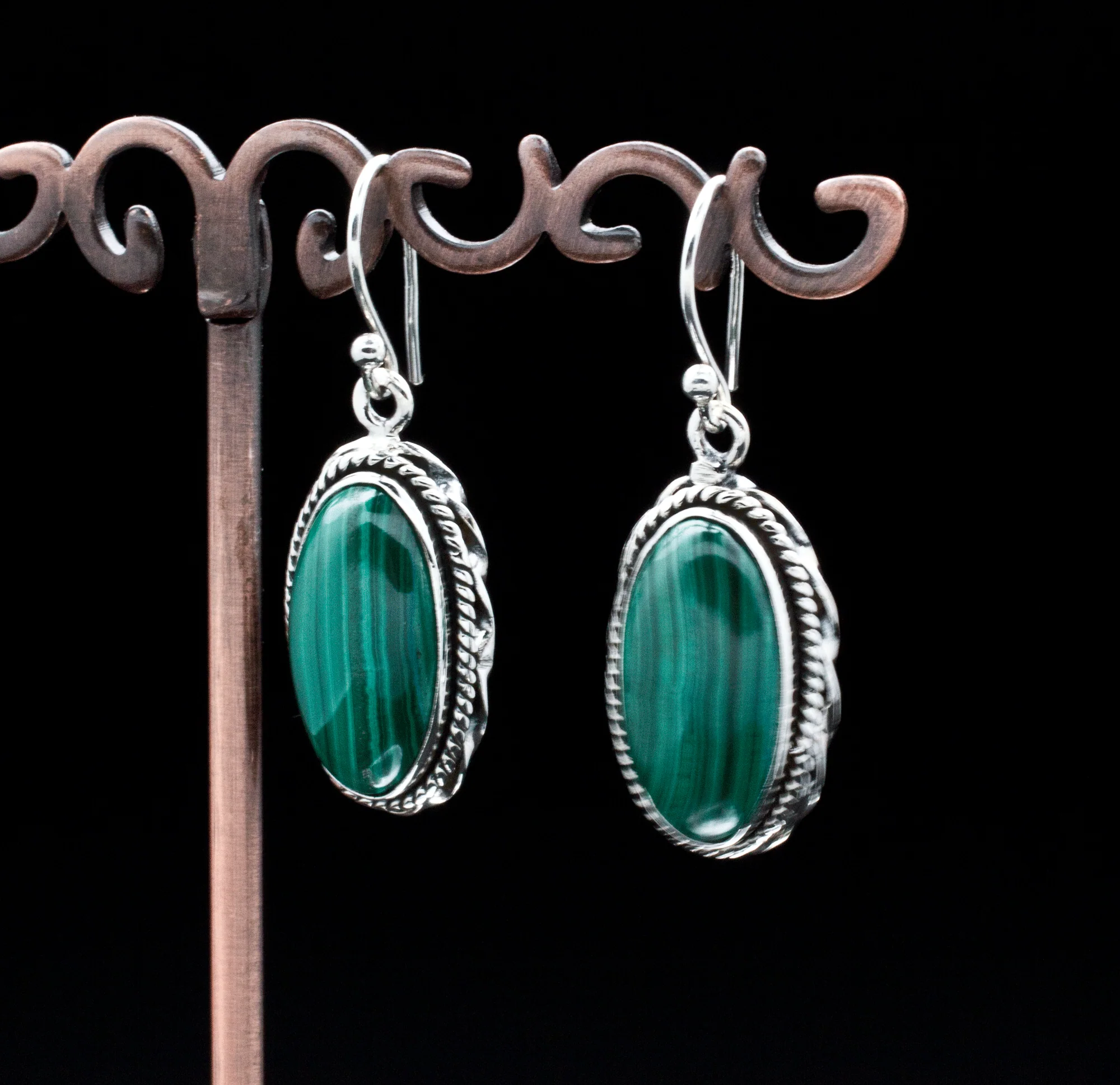 Sterling Silver Malachite Earrings - Image 2